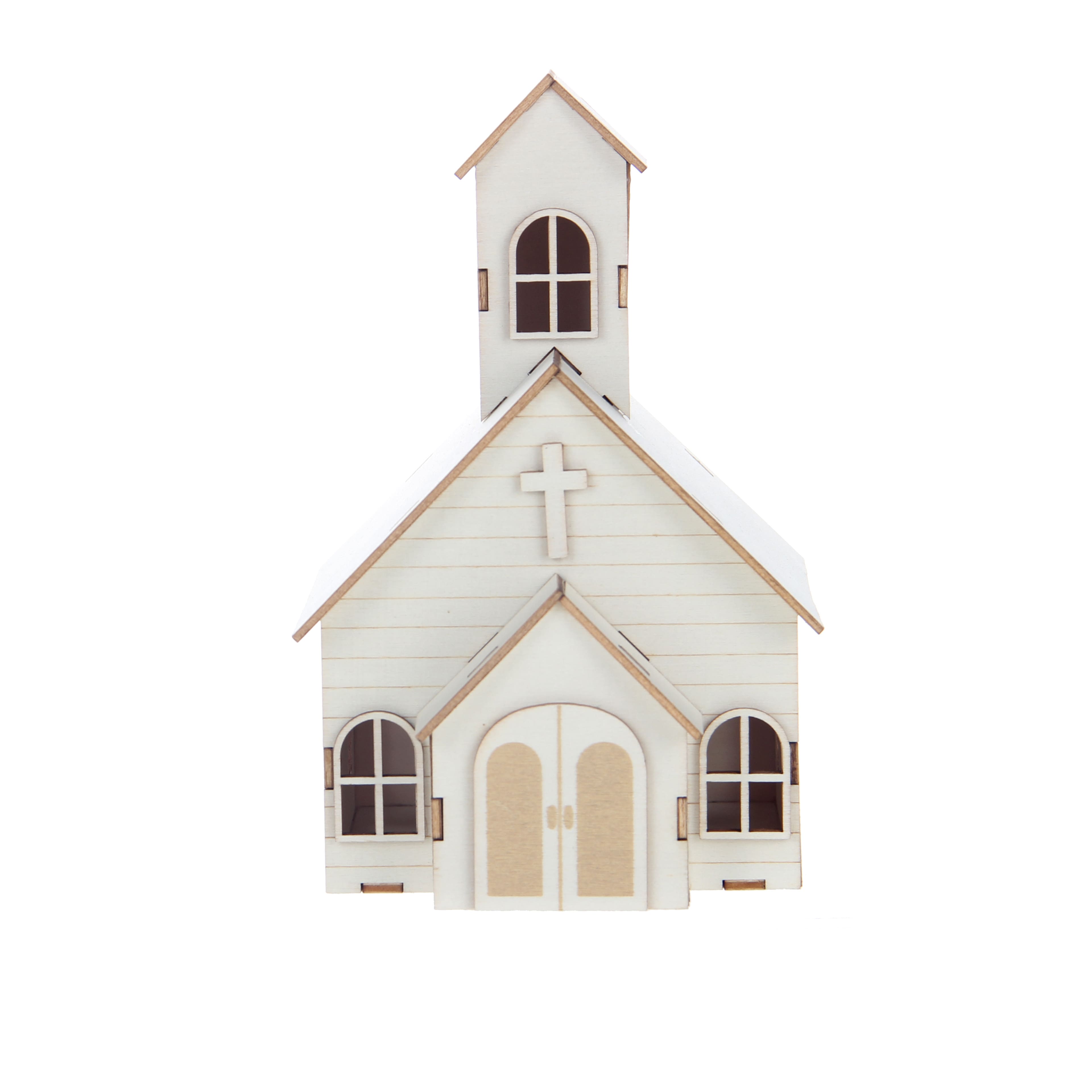 7.75&#x22; DIY LED Wood Village Church by Make Market&#xAE;