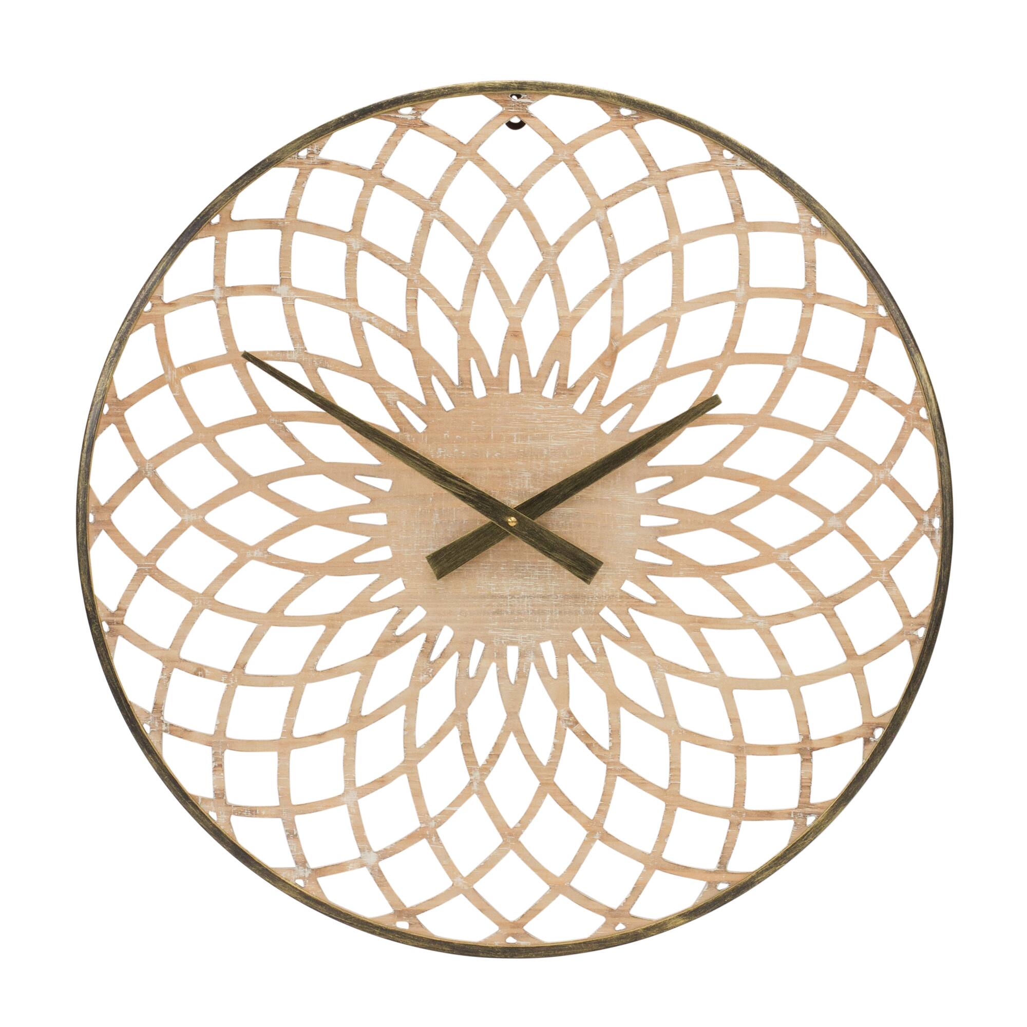 23.75&#x22; Round Lattice Wood Wall Clock