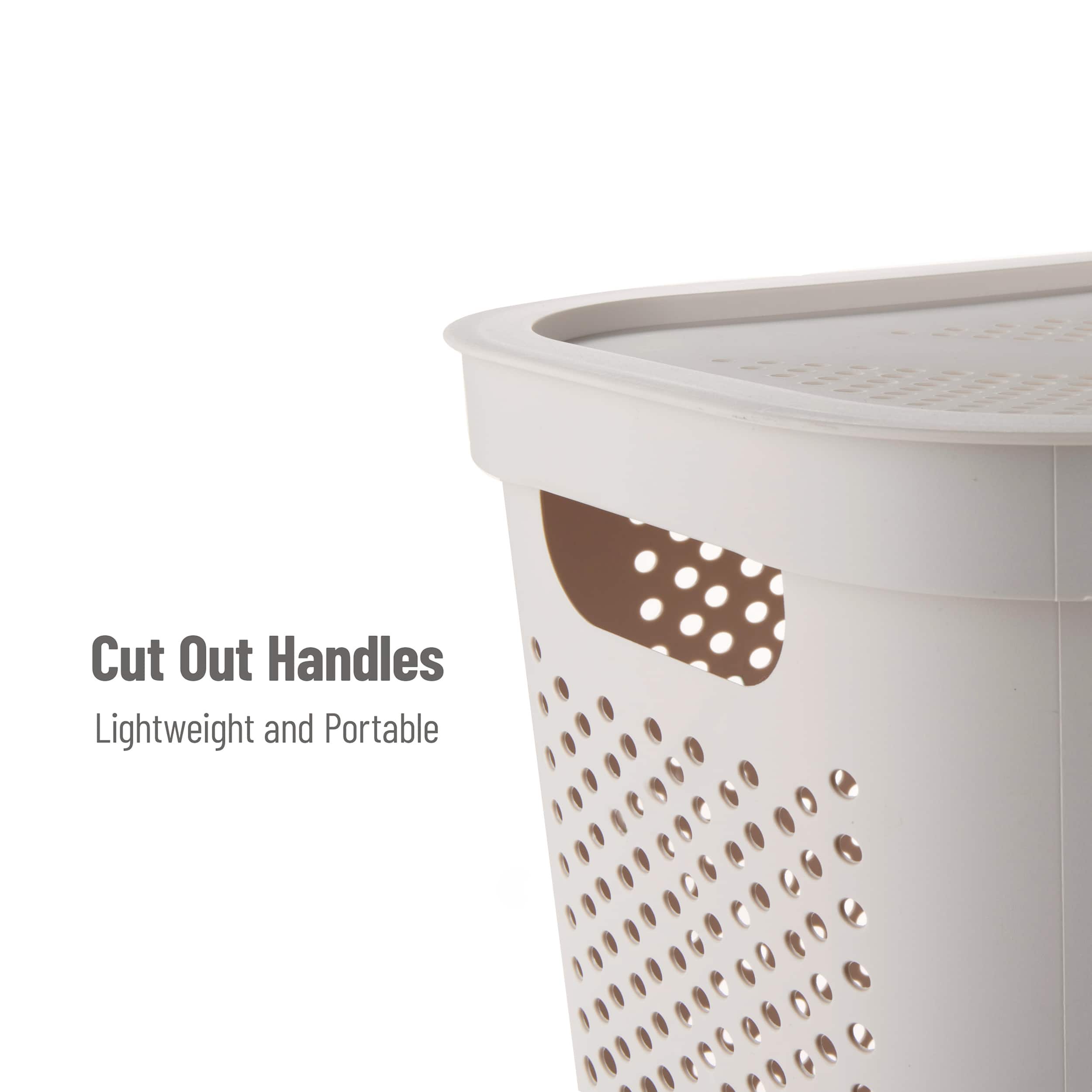 Mind Reader 60L Ventilated Slim Laundry Hamper with Cut Out Handles &#x26; Hinged Lid, 2ct.
