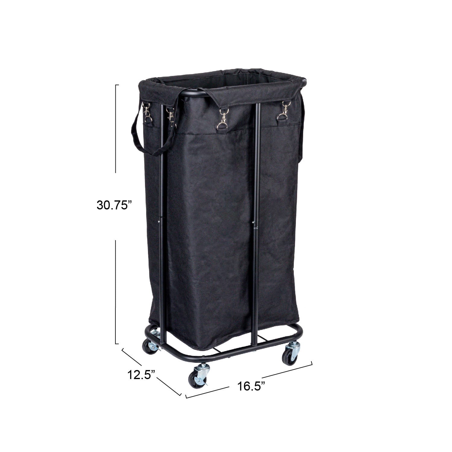 Household Essentials 30.5&#x22; Black Rolling Laundry Hamper