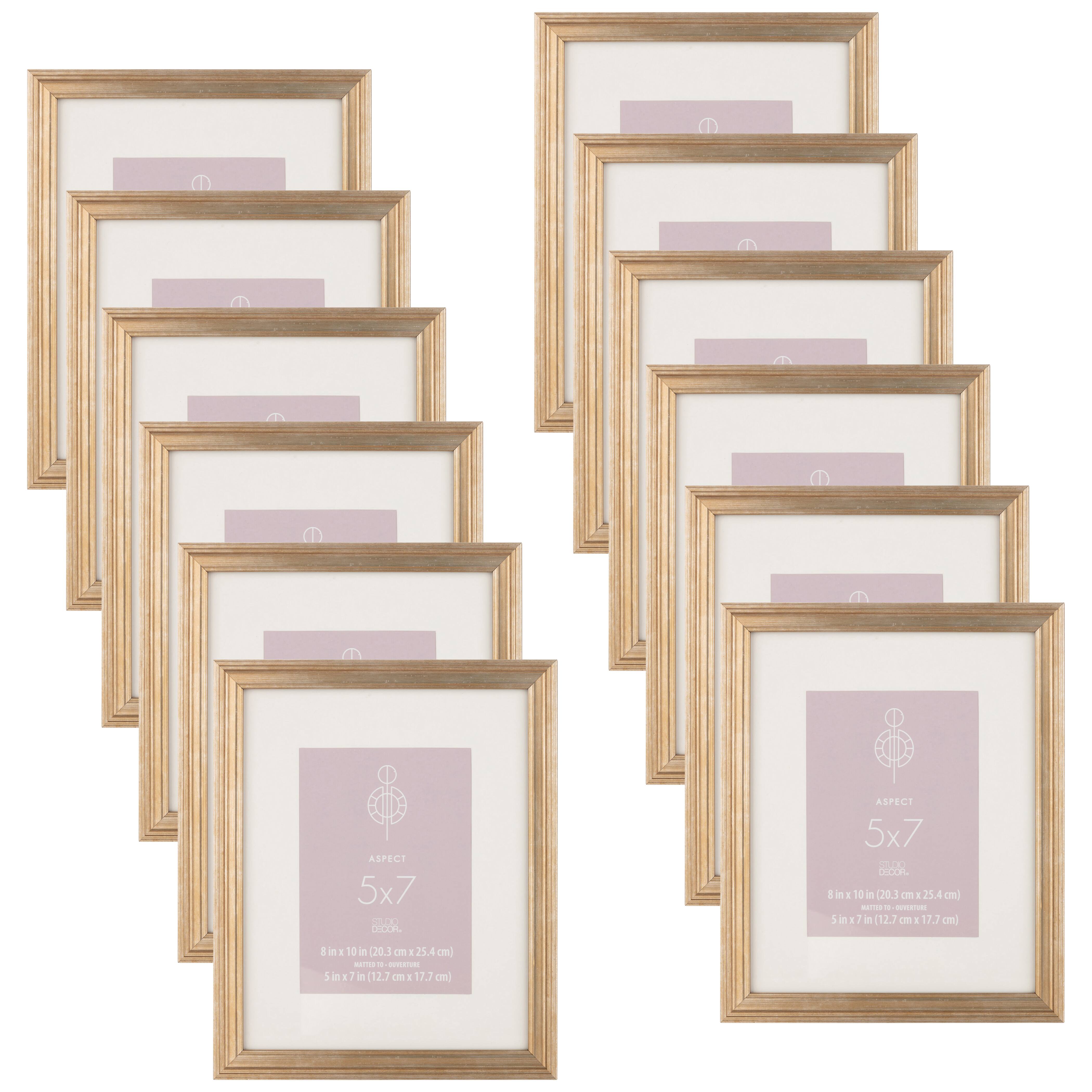 12 Pack: Gold Narrow 5&#x22; x 7&#x22; with Mat Frame, Aspect by Studio D&#xE9;cor&#xAE;