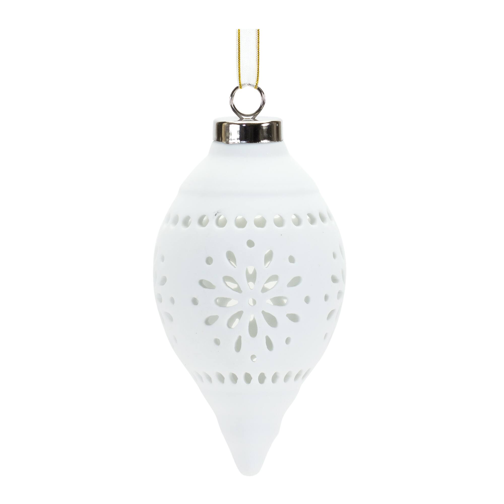 6 Pack White Onion &#x26; Ball Porcelain Ornaments