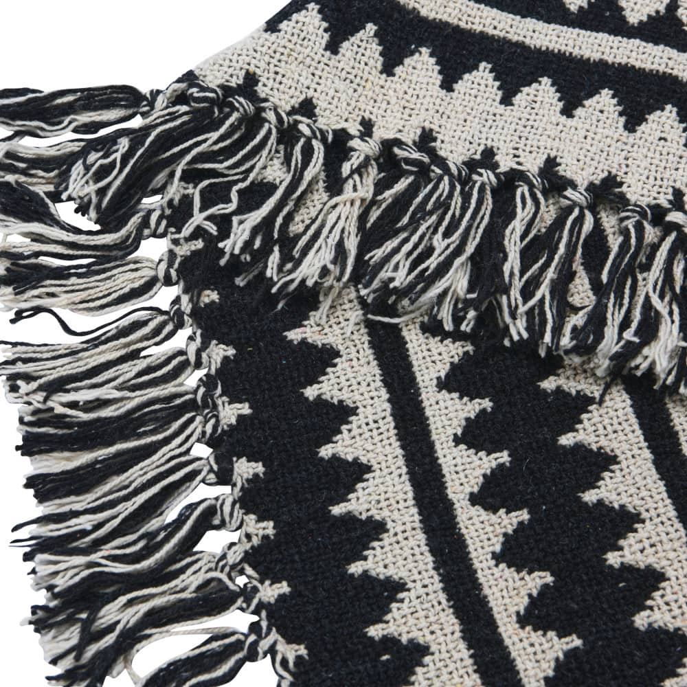 Striped Cotton Throw Blanket with Fringe