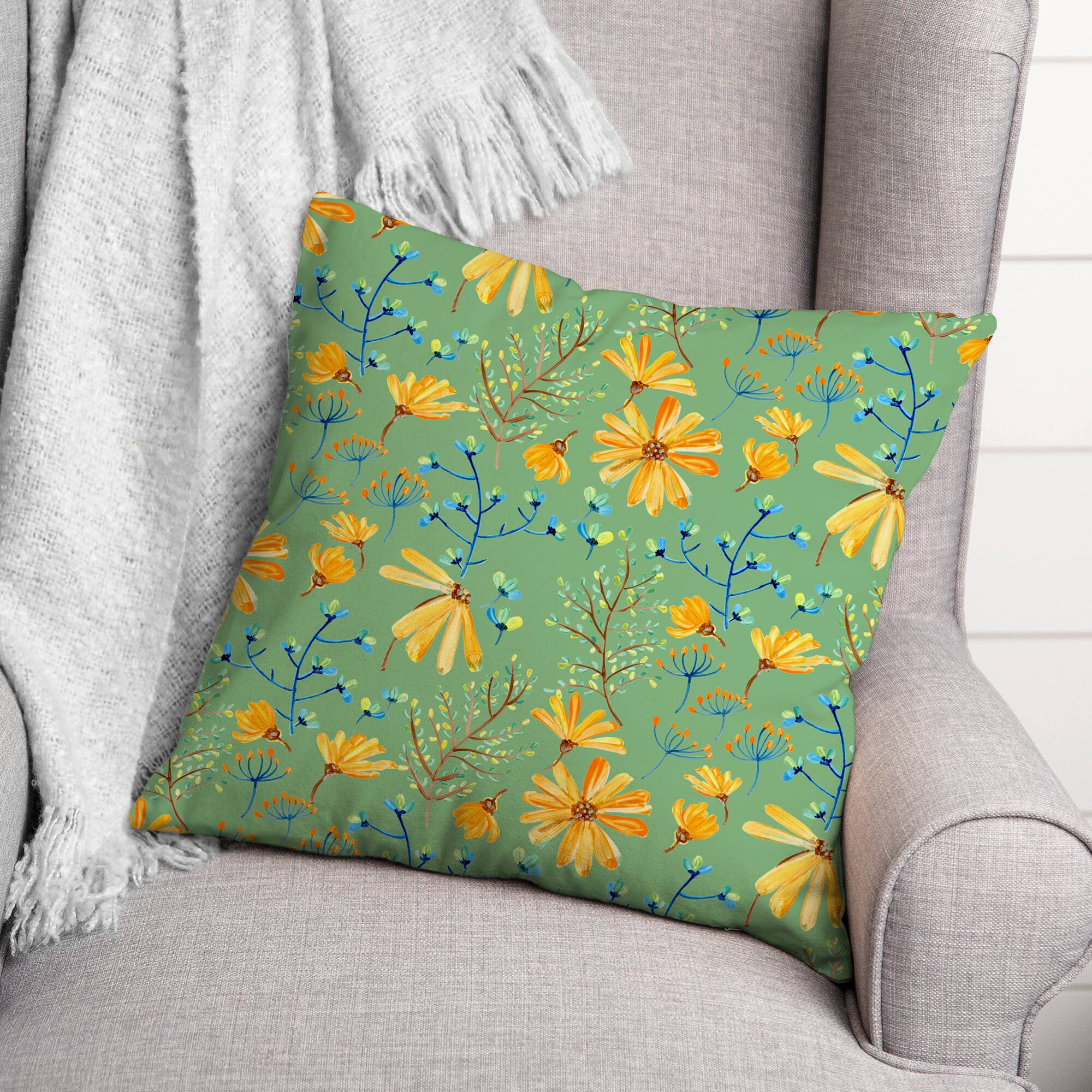 Flowers &#x26; Foliage Throw Pillow