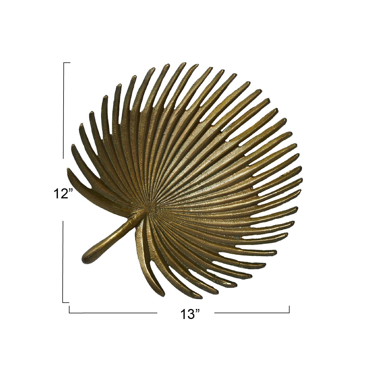 Hello Honey® 13" Antique Gold Finish Decorative Aluminum Palm Frond Tray