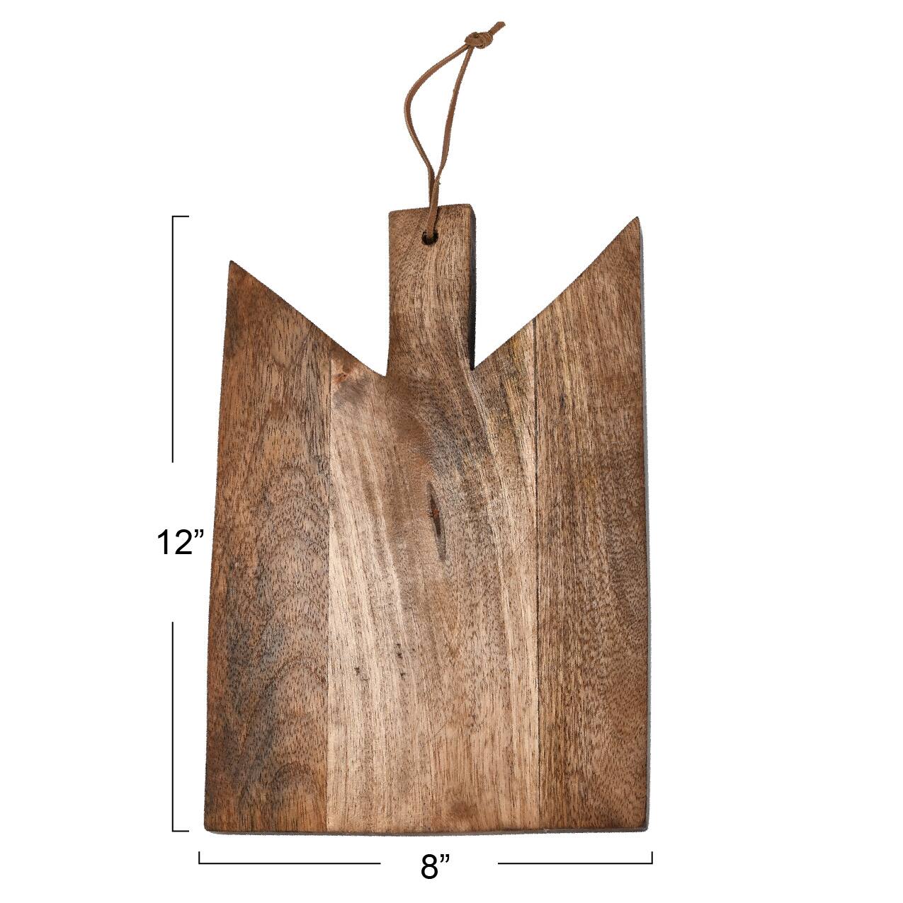 Hello Honey&#xAE; 12&#x22; Natural Geometric Wood Cutting Board with Leather Tie