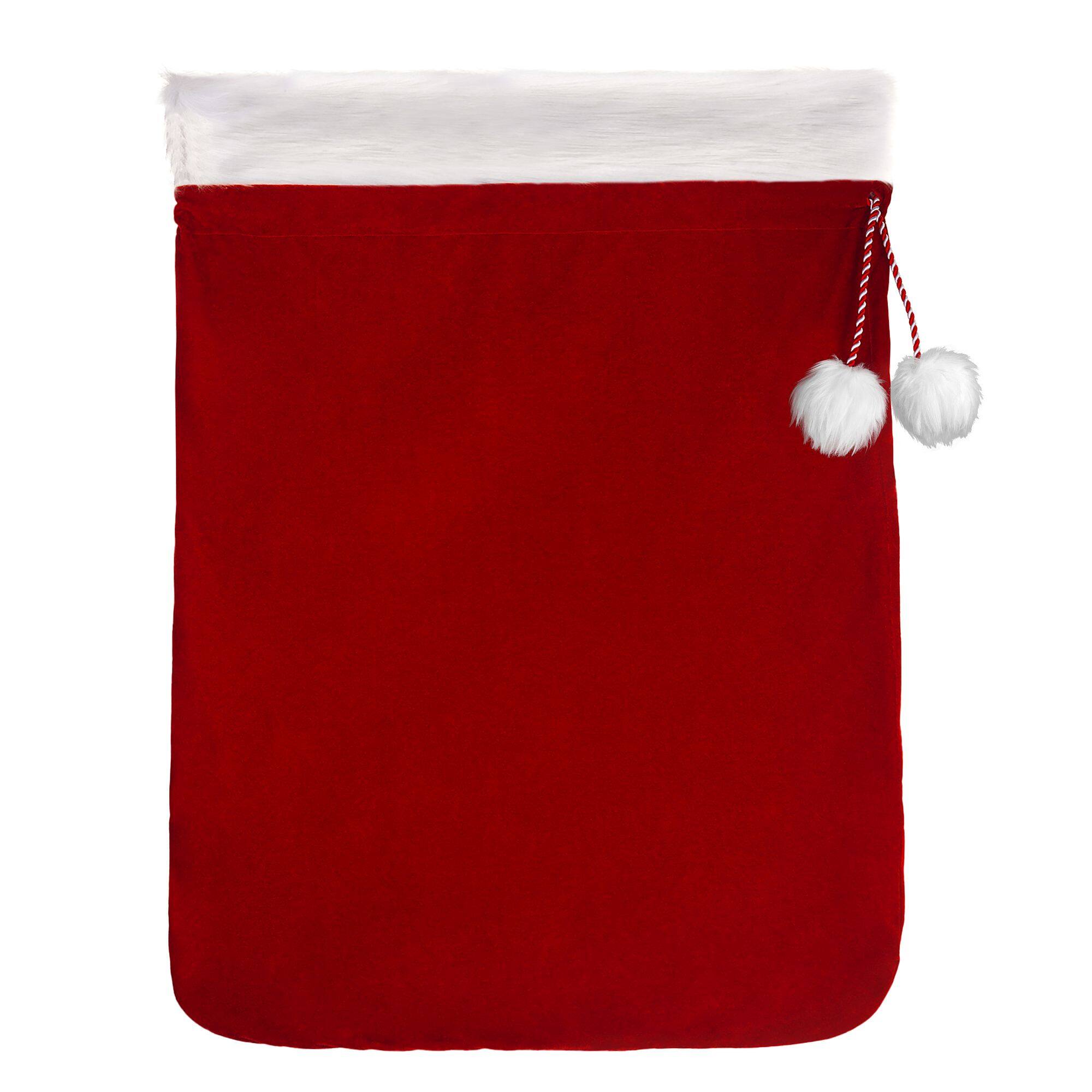 Red &#x26; White Deluxe Santa Bag With Fur Cuff, 20&#x22; x 28&#x22;
