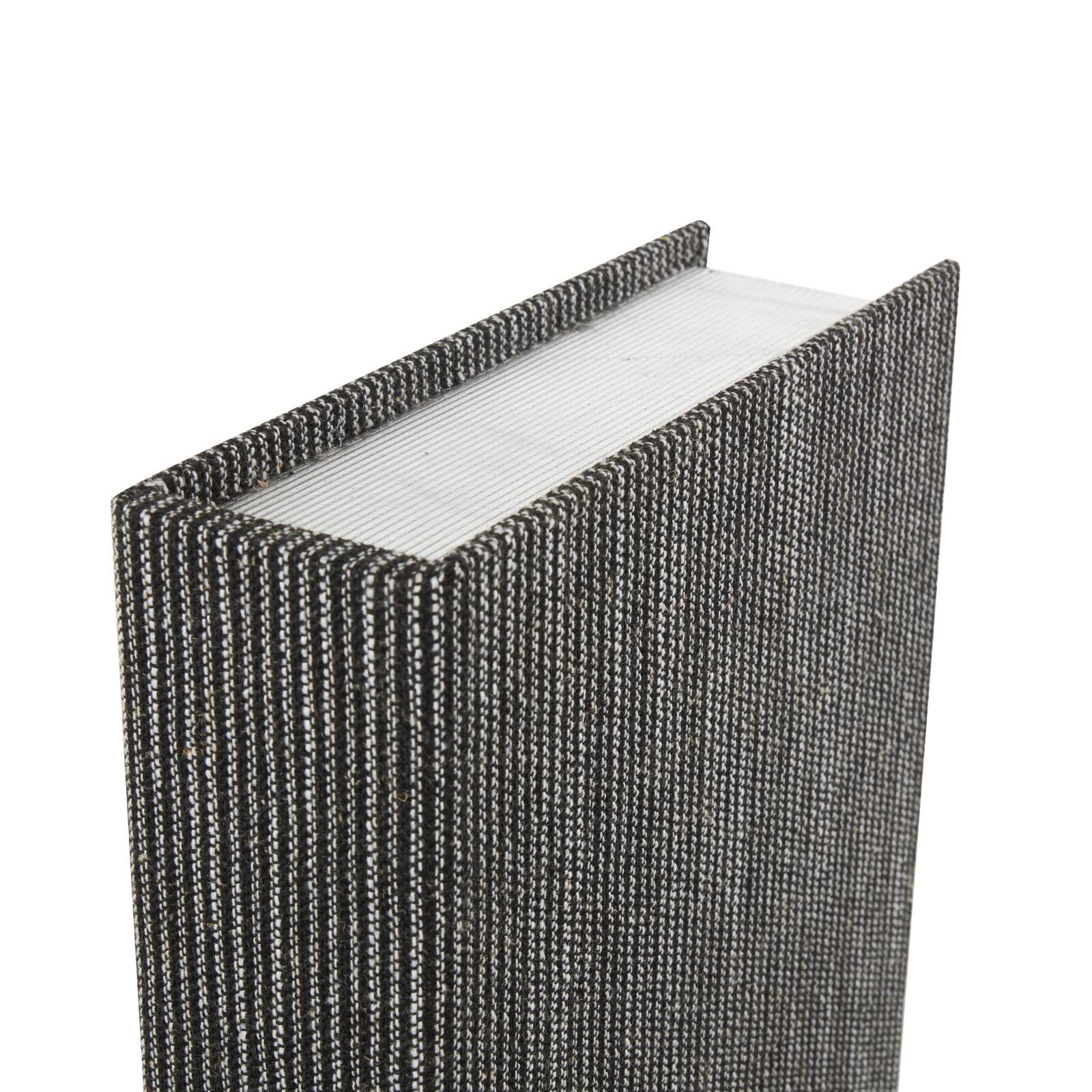 Black Fabric Faux Book Storage Decorative Box with White Sewn Pattern Set