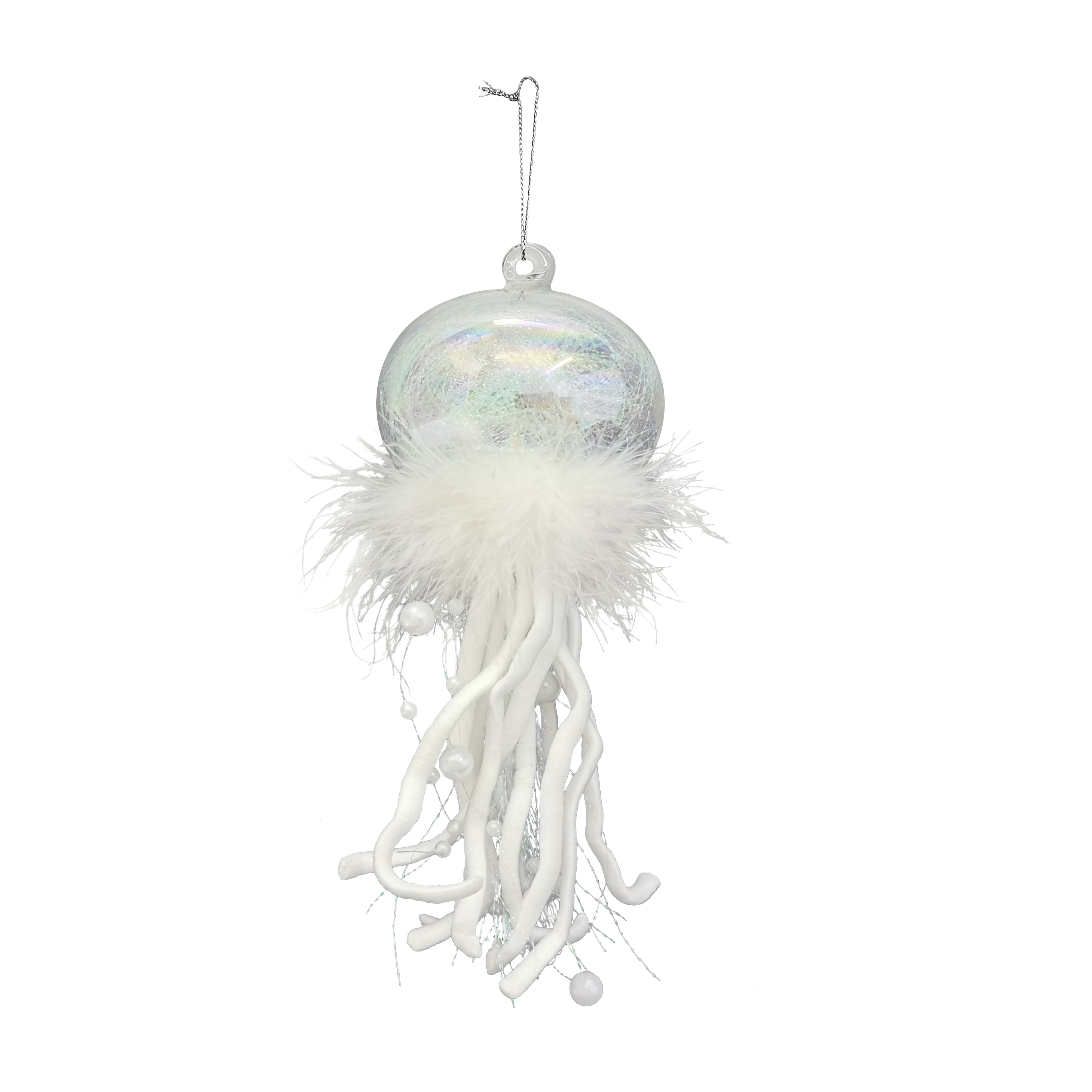 8.25&#x22; White Jellyfish Glass Ornament by Ashland&#xAE;