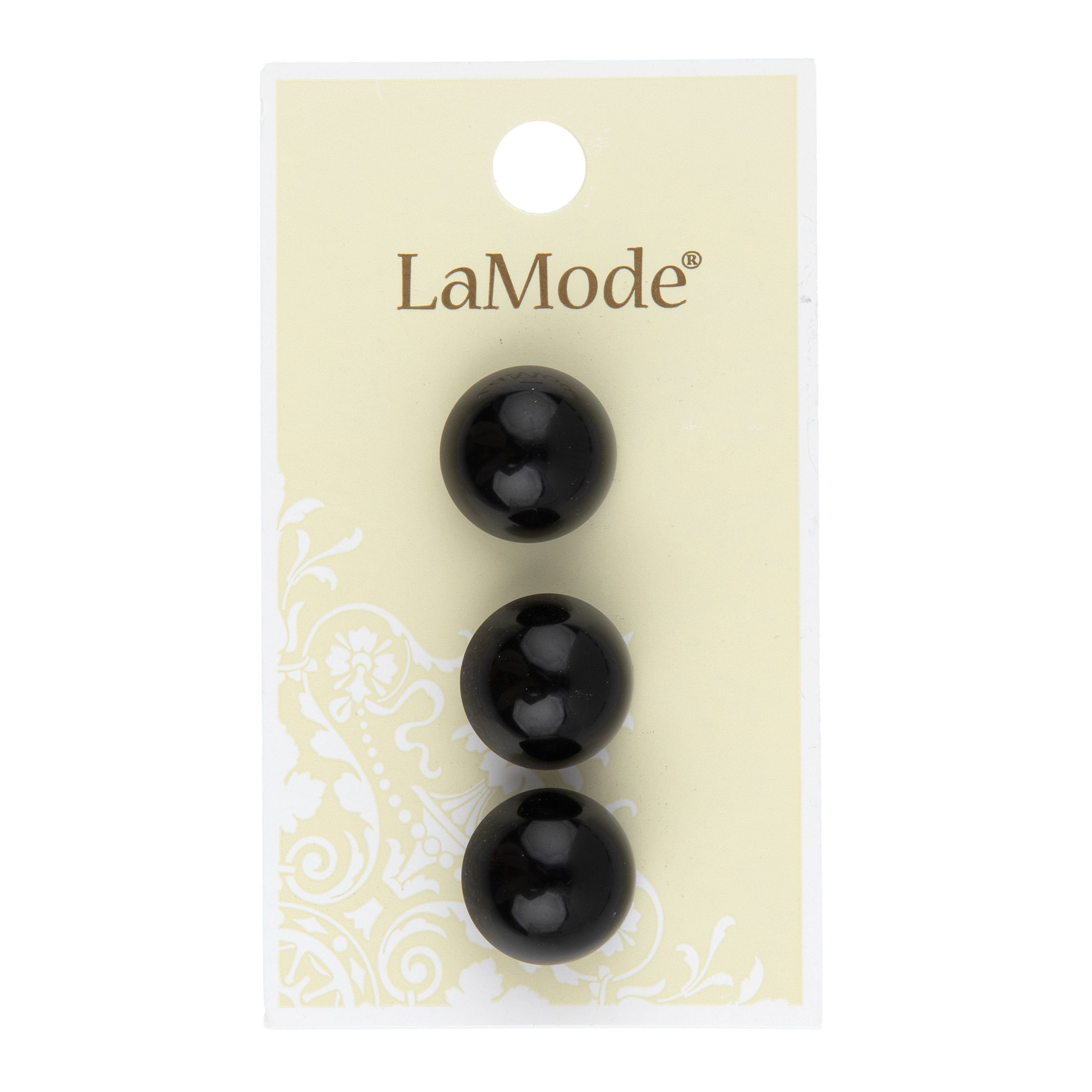 LaMode 5/8&#x22; Black Domed Shank Buttons, 3ct.