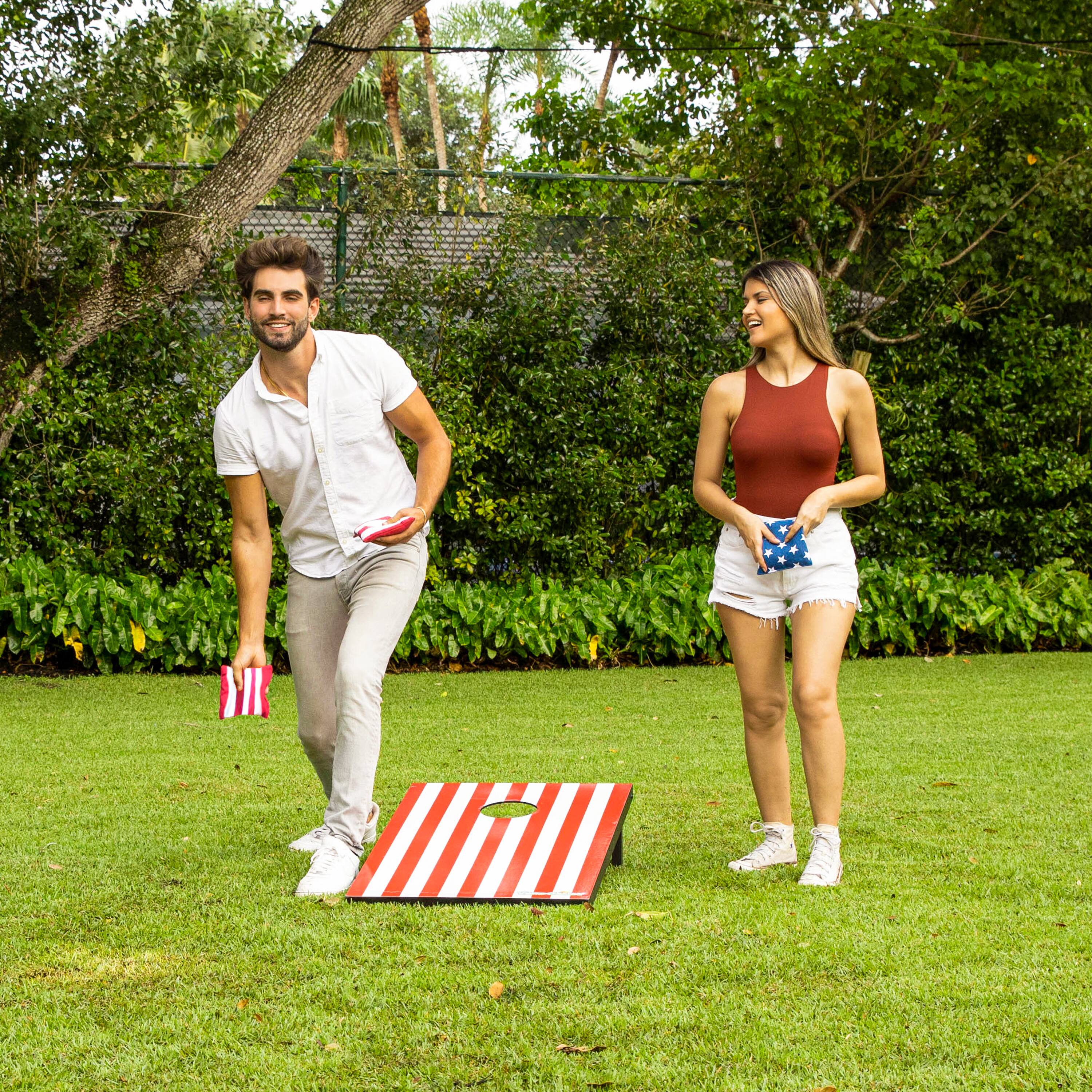 YardCandy Stars &#x26; Stripes Wooden Cornhole Set