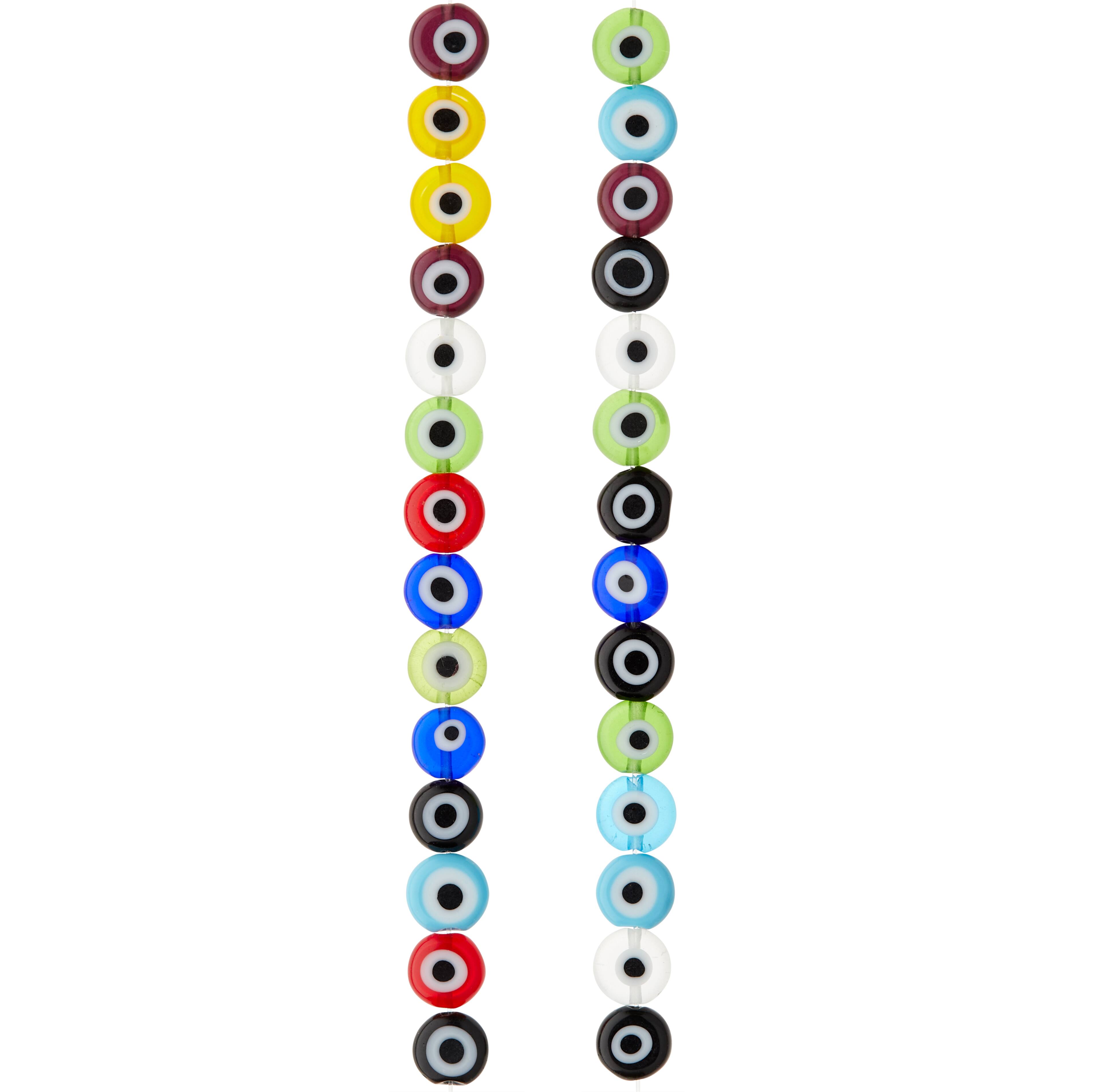 12 Pack: Multicolor Eye Dot Glass Lentil Beads, 8mm by Bead Landing™