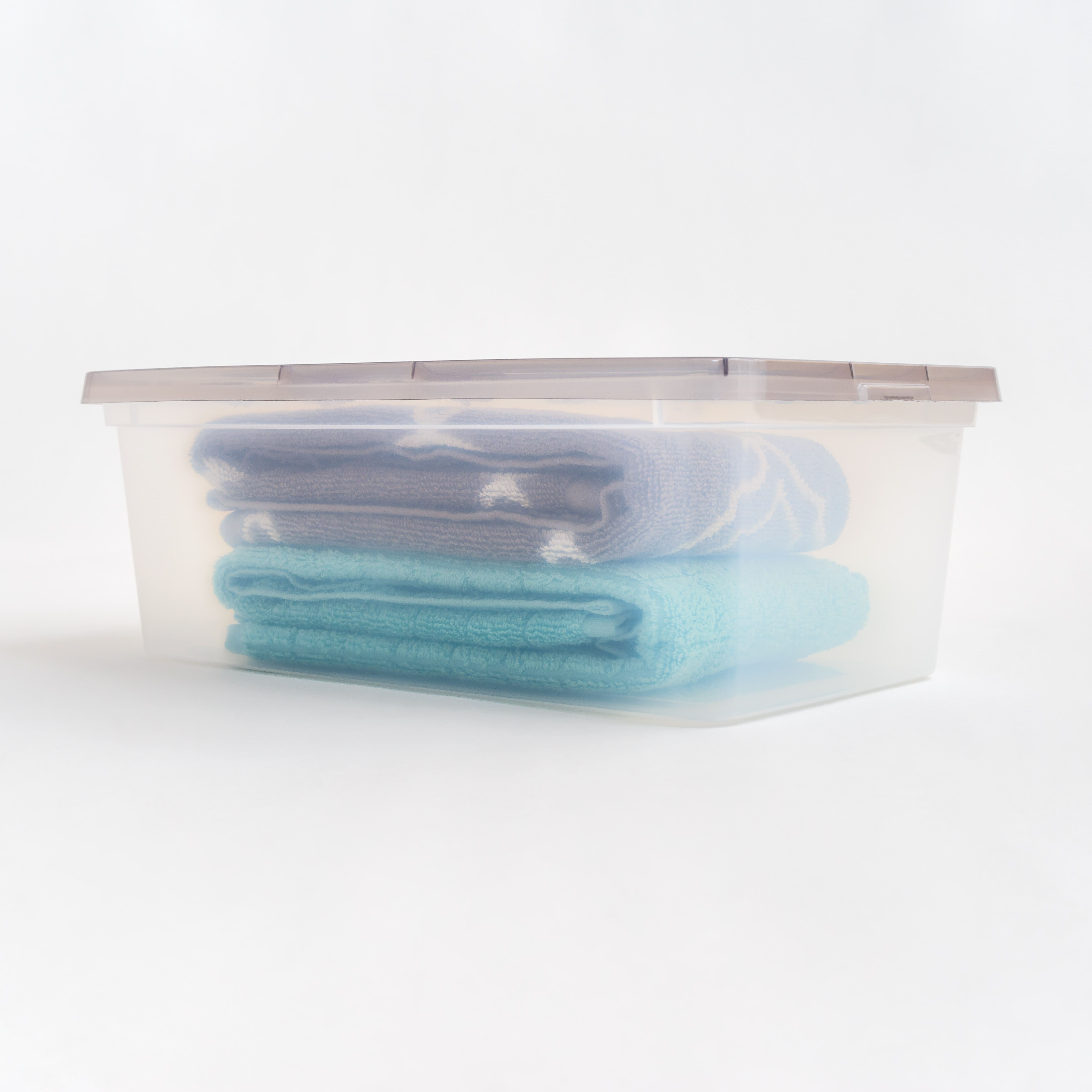 IRIS Clear Stackable Storage Boxes with Gray Lid