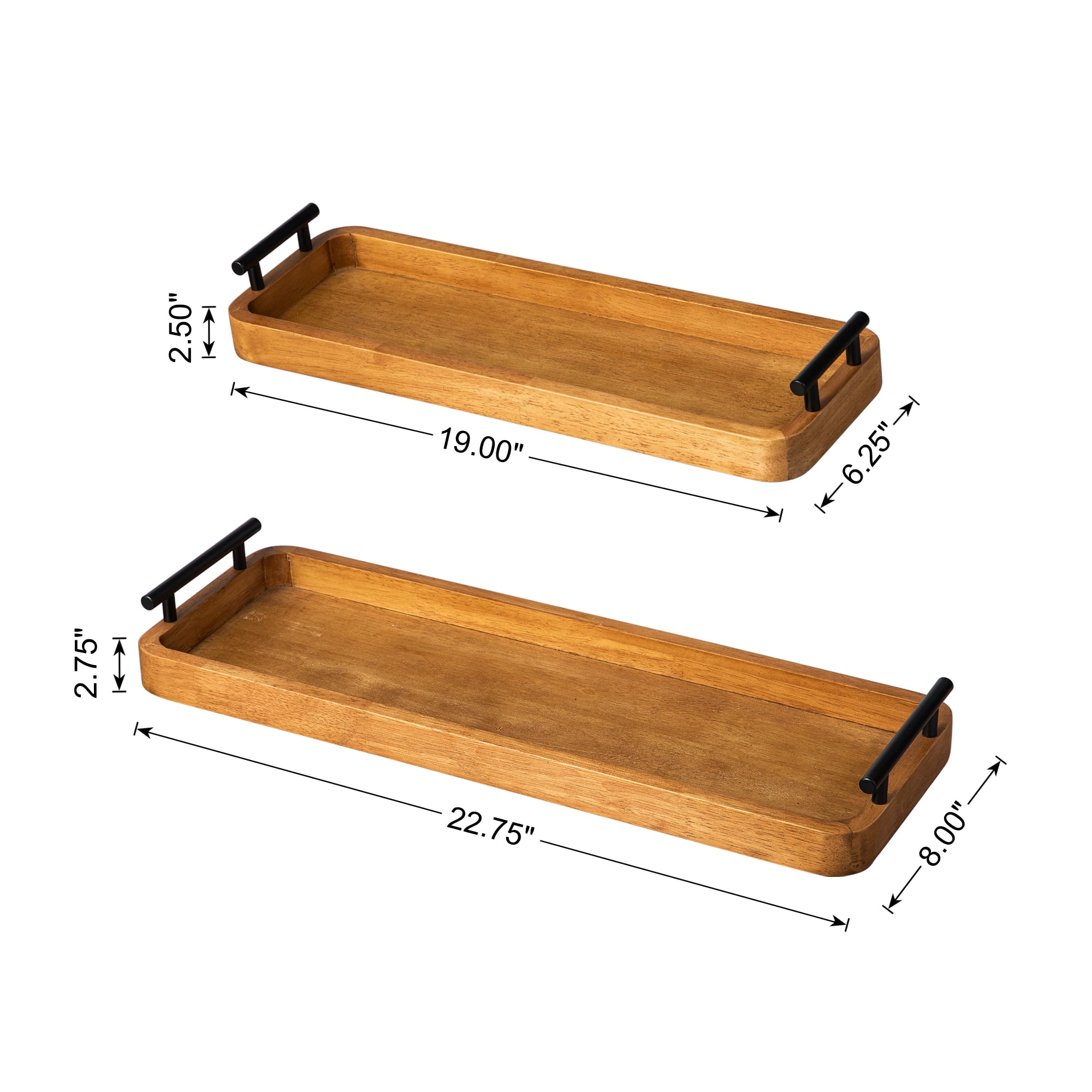Glitzhome&#xAE; Rectangle Acacia Wood Trays Set