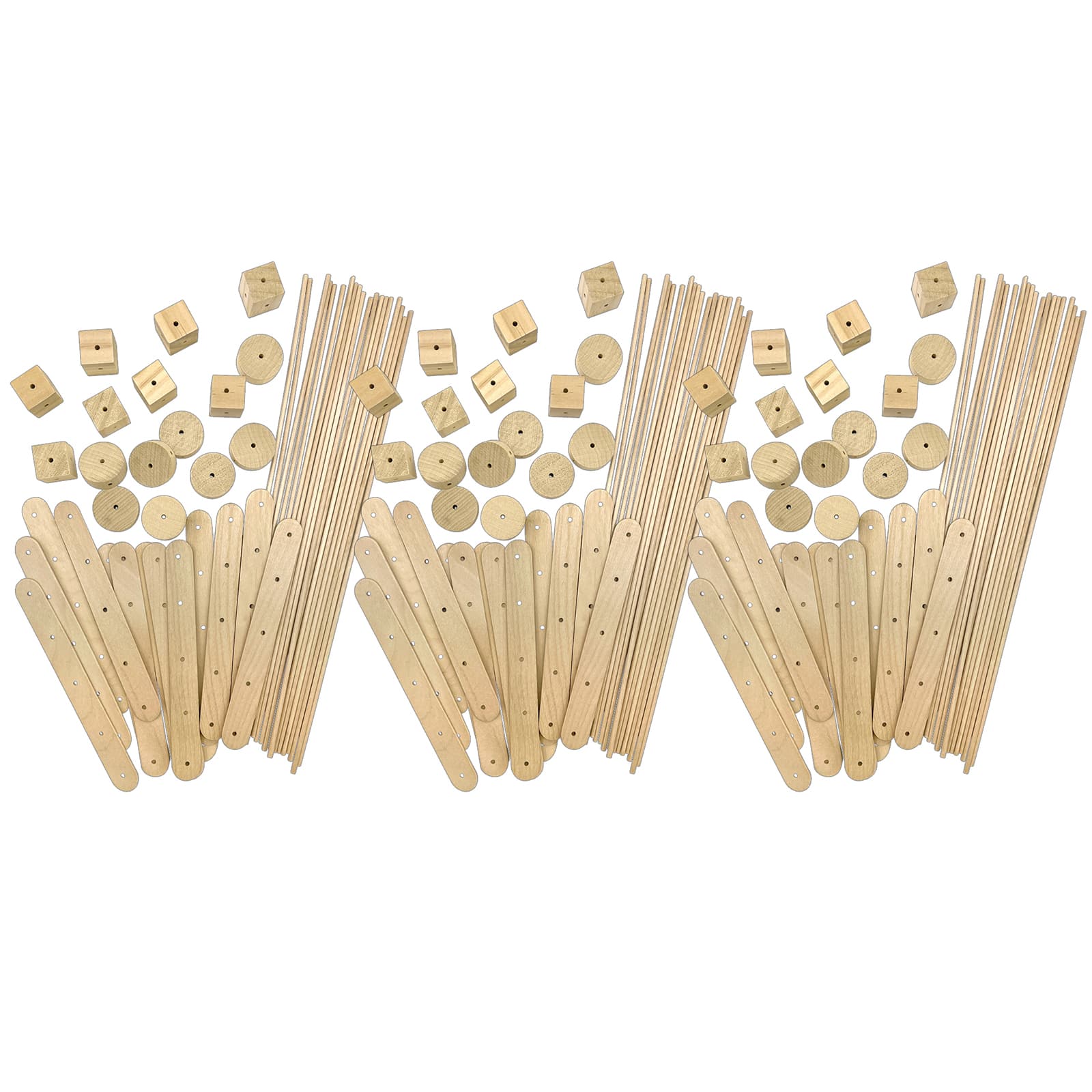 Teacher Created Resources STEM Basics: Wood Construction Kit, 3 Packs of 66