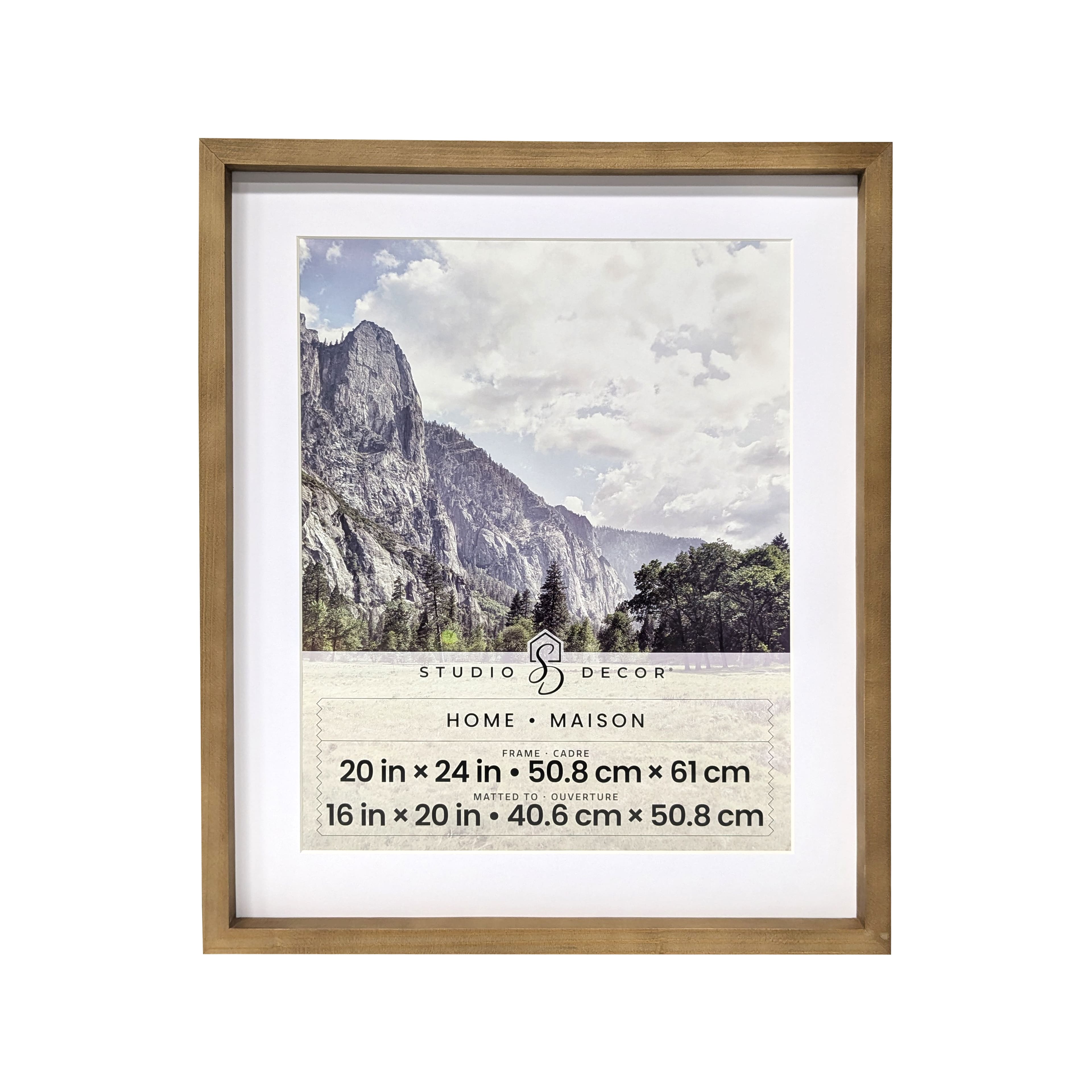 Home Natural Walnut Stain Wood Frame with Mat by Studio D&#xE9;cor&#xAE;