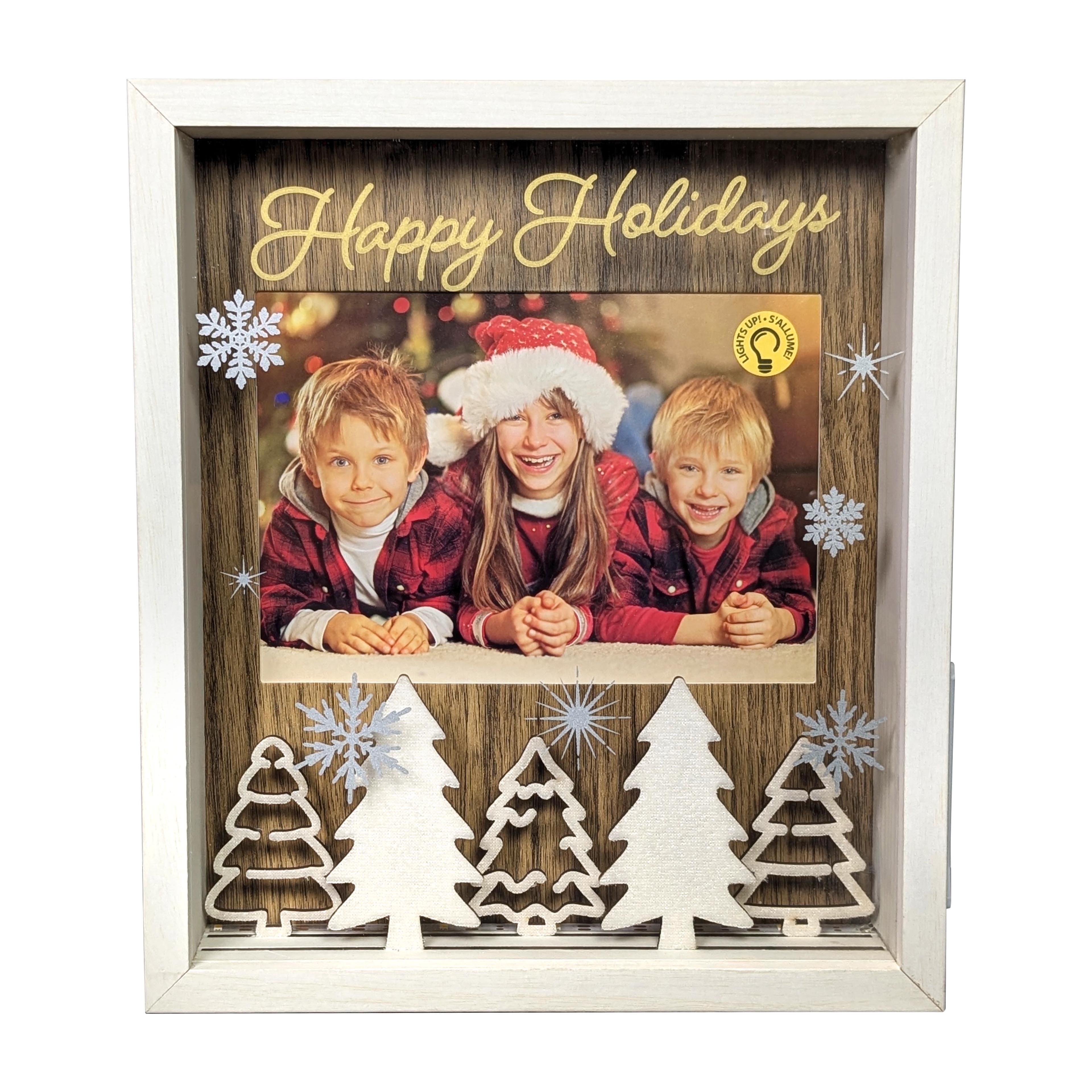 5&#x22; x 7&#x22; LED White Trees Happy Holidays Tabletop Frame by Studio D&#xE9;cor&#xAE;