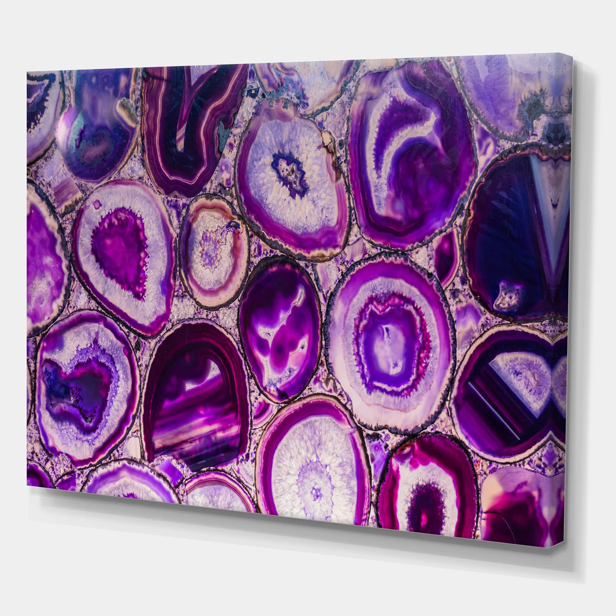 Designart - Violet Agate geode - Mid-Century Modern Gallery-wrapped Canvas