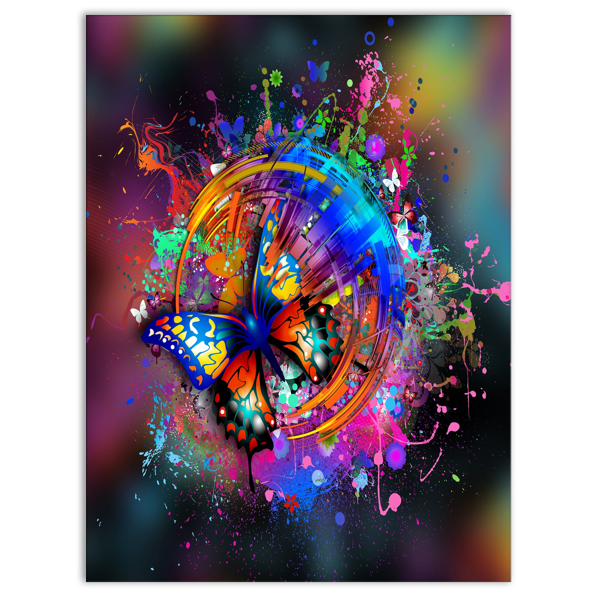 Designart - Butterfly over Abstract Background - Abstract Wall Art Canvas