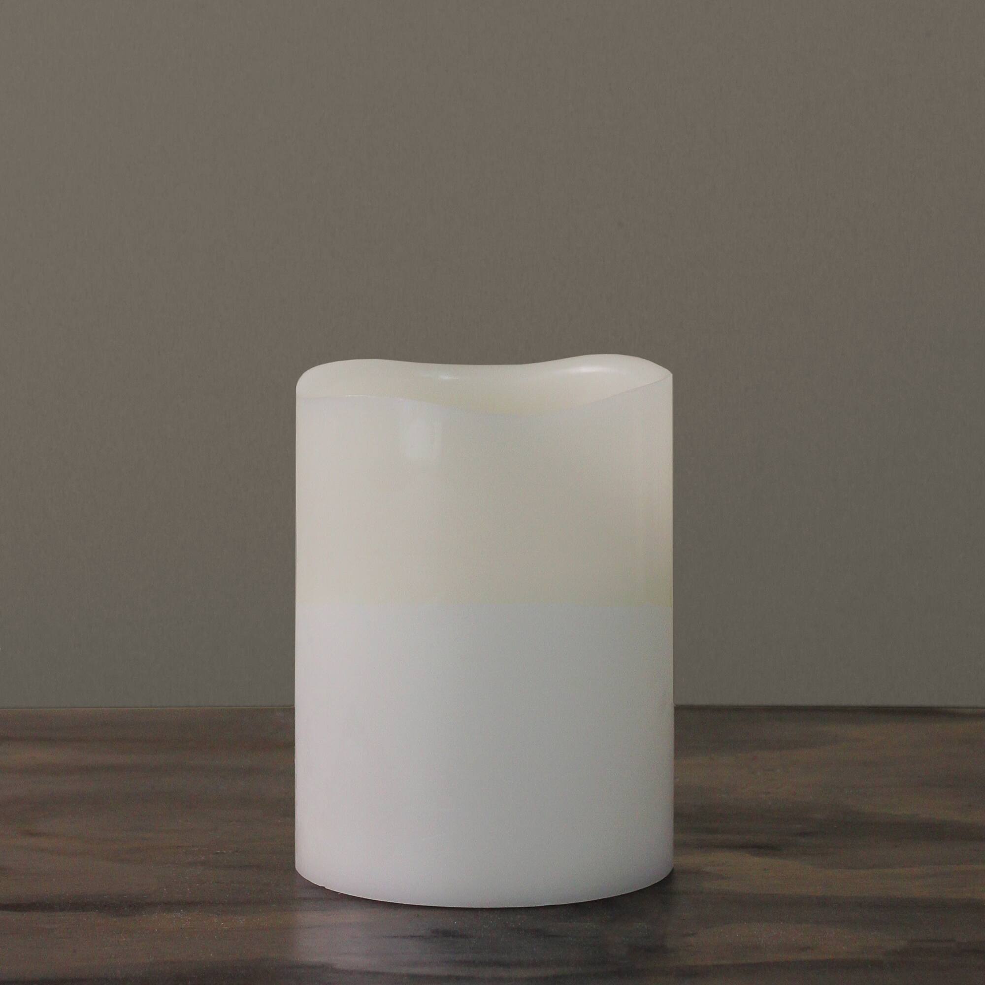 8" White LED Flameless Wick Flickering Pillar Candle