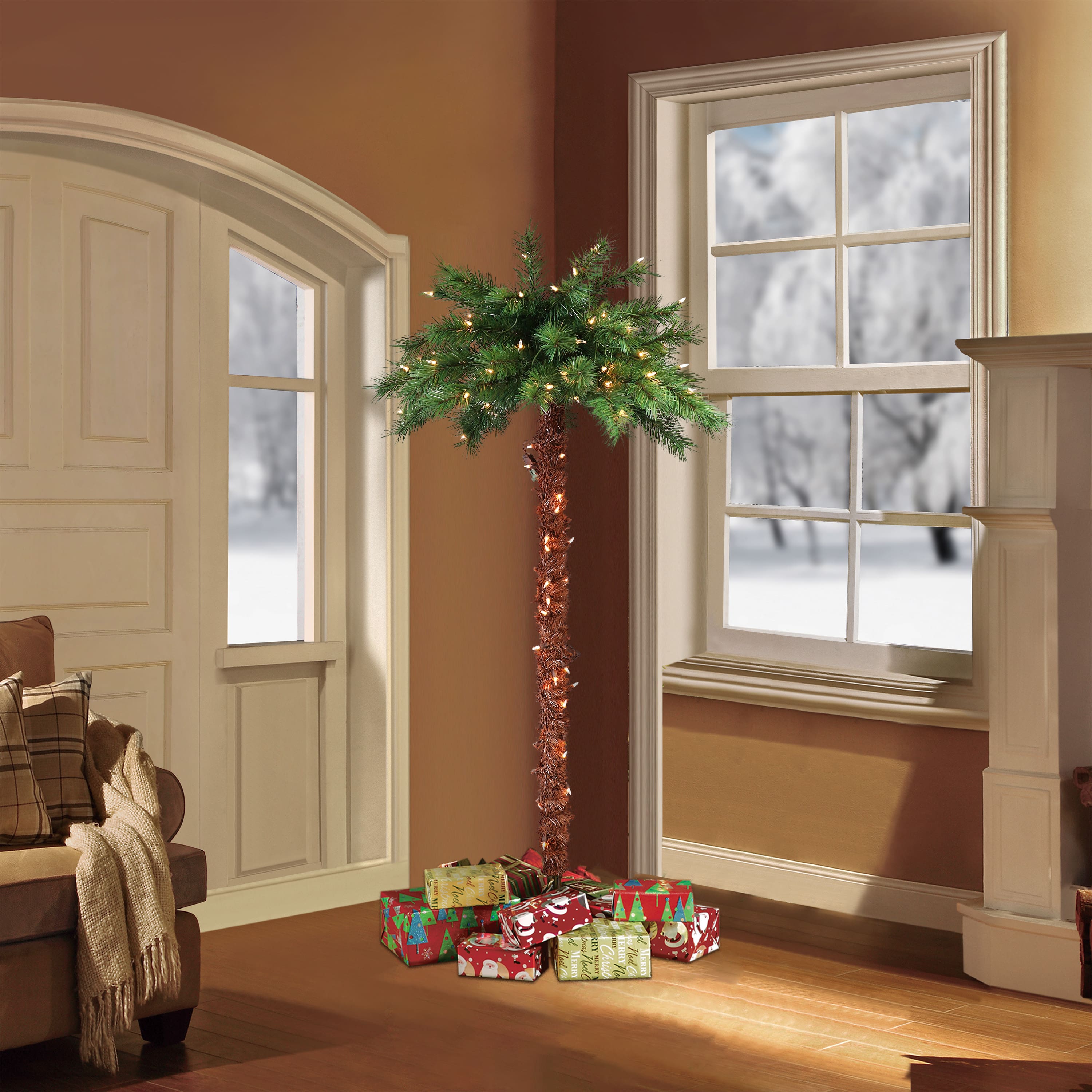 6ft. Pre-Lit Artificial Palm Tree, Clear Lights