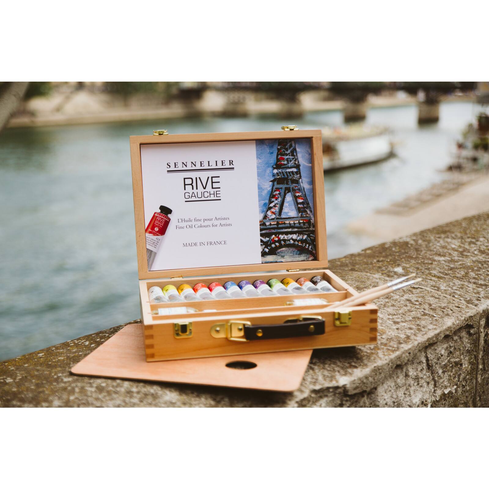 Sennelier Rive Gauche 12 Color &#x26; Accessories Oil Paint Wood Box Set