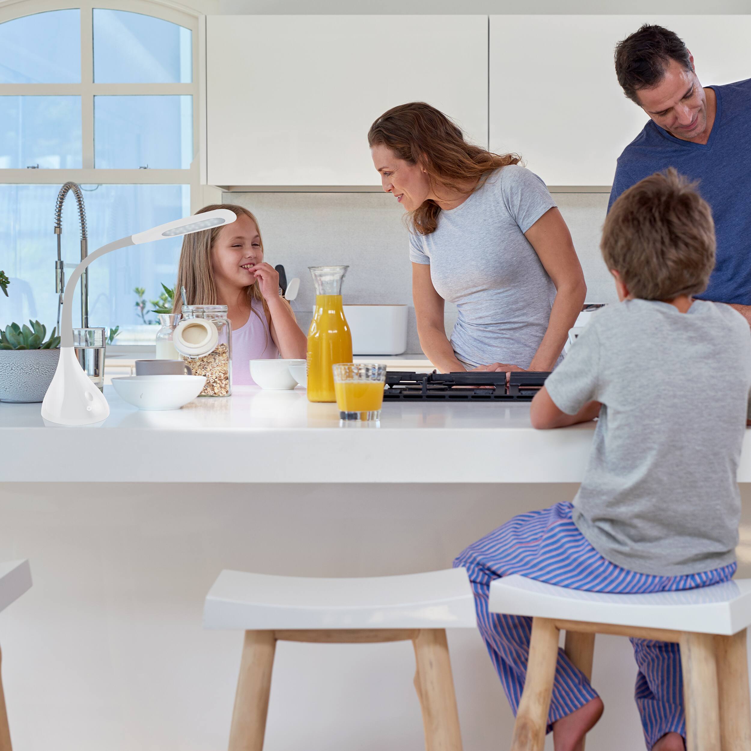 OttLite 11" White Creative Curves LED Desk Lamp with USB Port