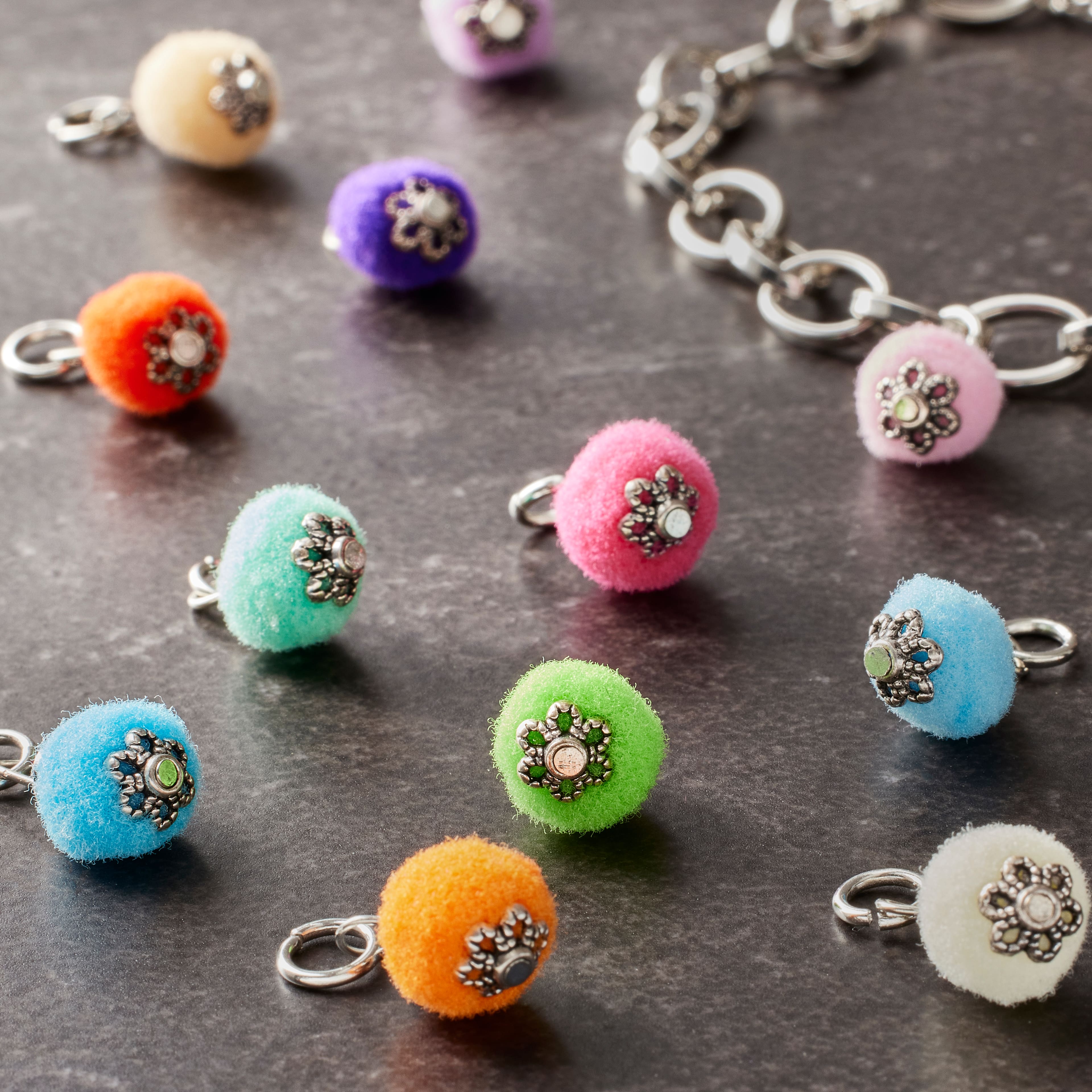 Pom Pom Rhodium Charm Mix by Bead Landing™