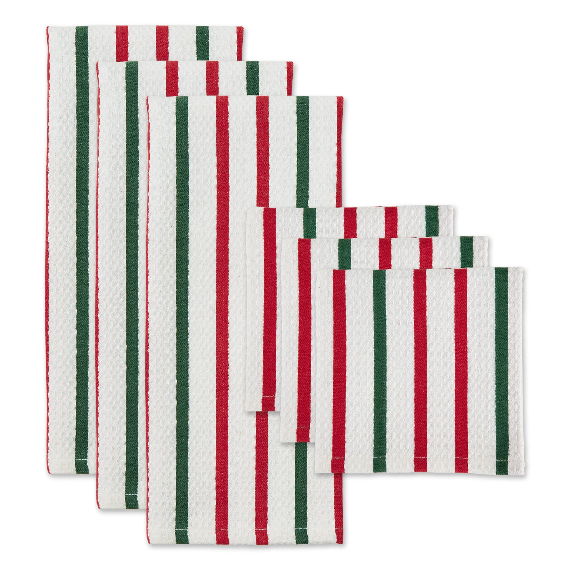 DII&#xAE; Holiday Stripes Heavyweight Dishtowel &#x26; Dishcloth Set