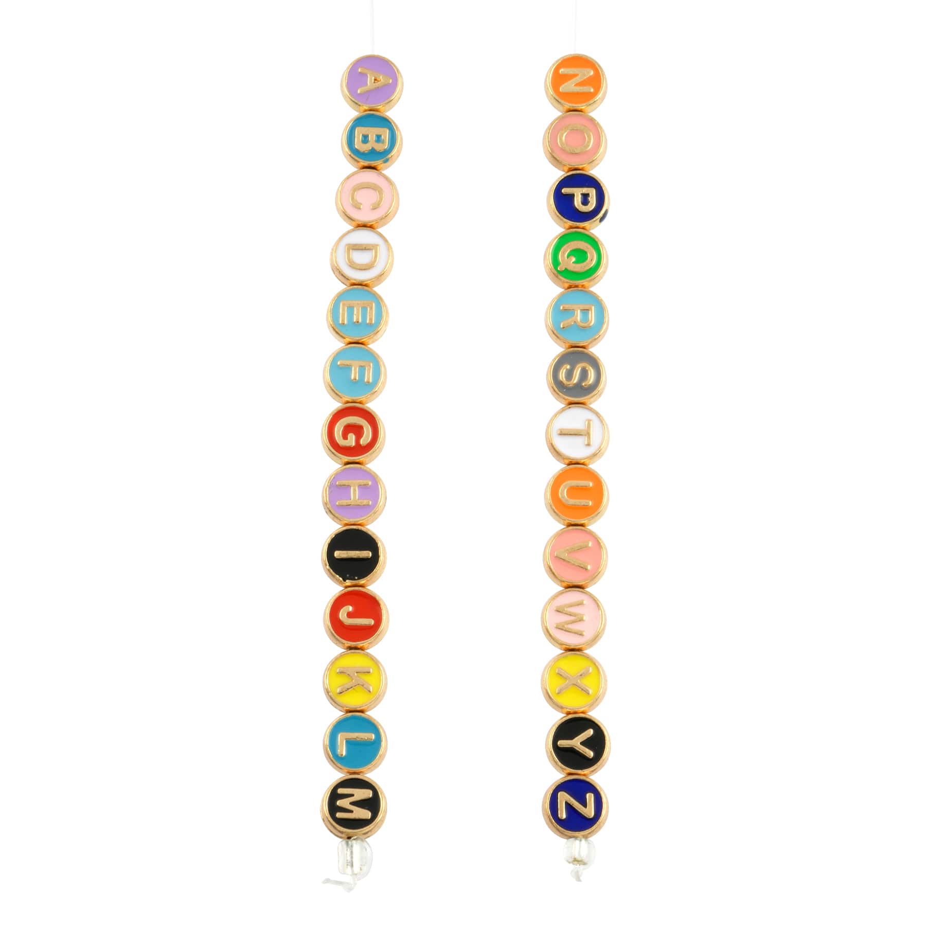 12 Packs: 26 ct. (312 total) Multicolor &#x26; Gold Alphabet Disc Beads, 8mm by Bead Landing&#x2122;