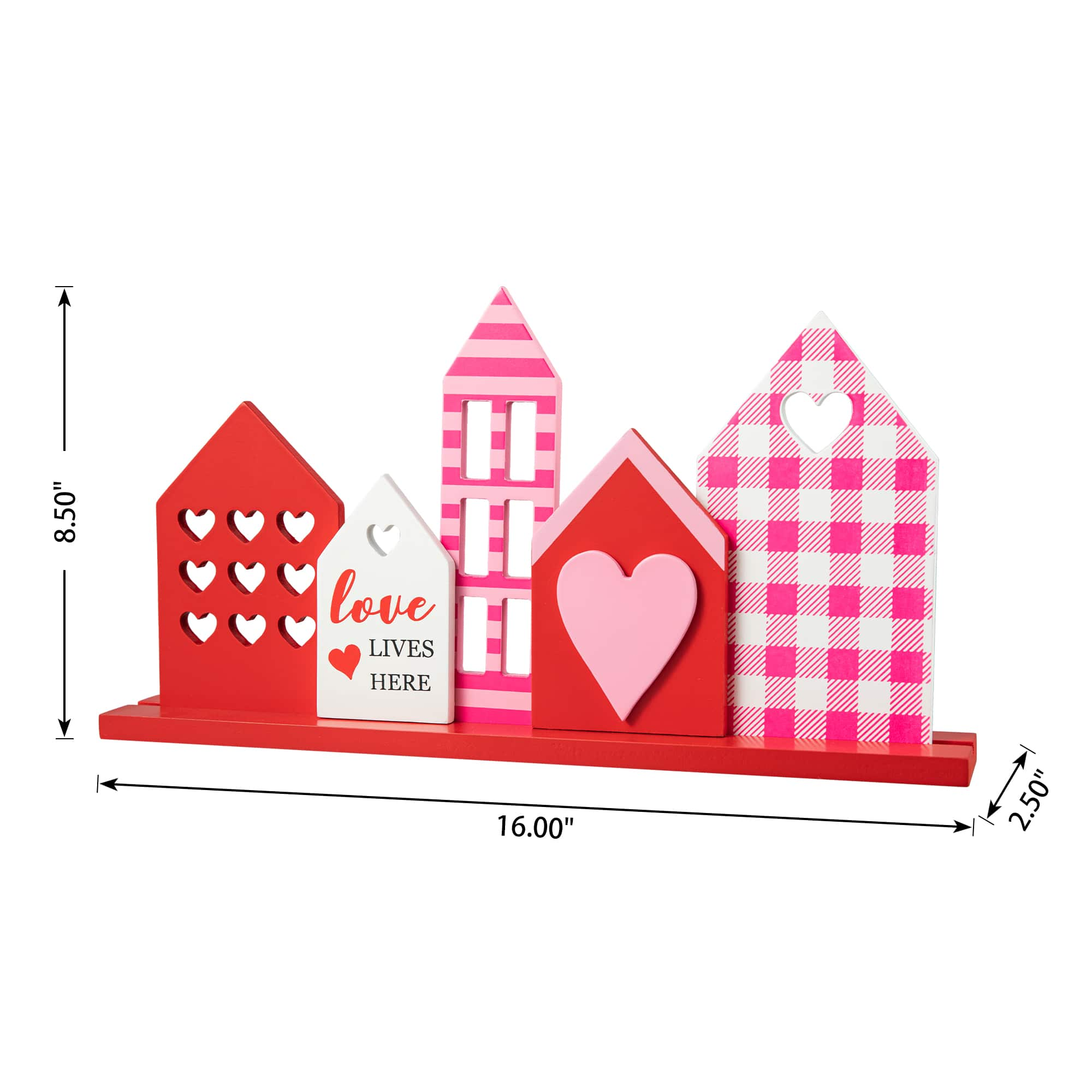 Glitzhome&#xAE; 16&#x22; Valentine&#x27;s House Wooden Table Decor