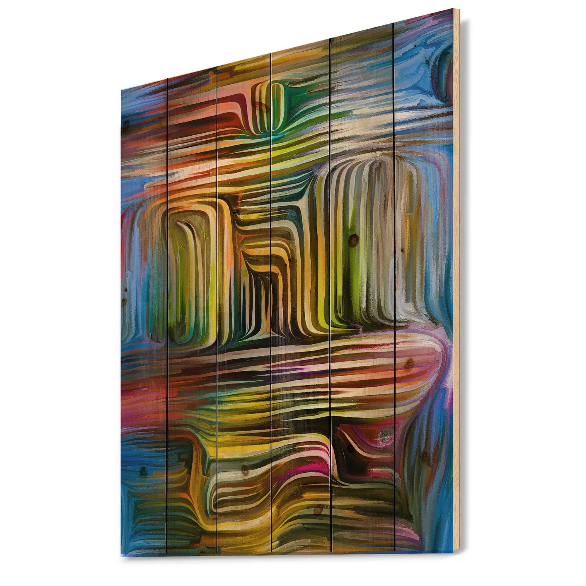 Designart - Colour Fusion VIII - Modern Print on Natural Pine Wood