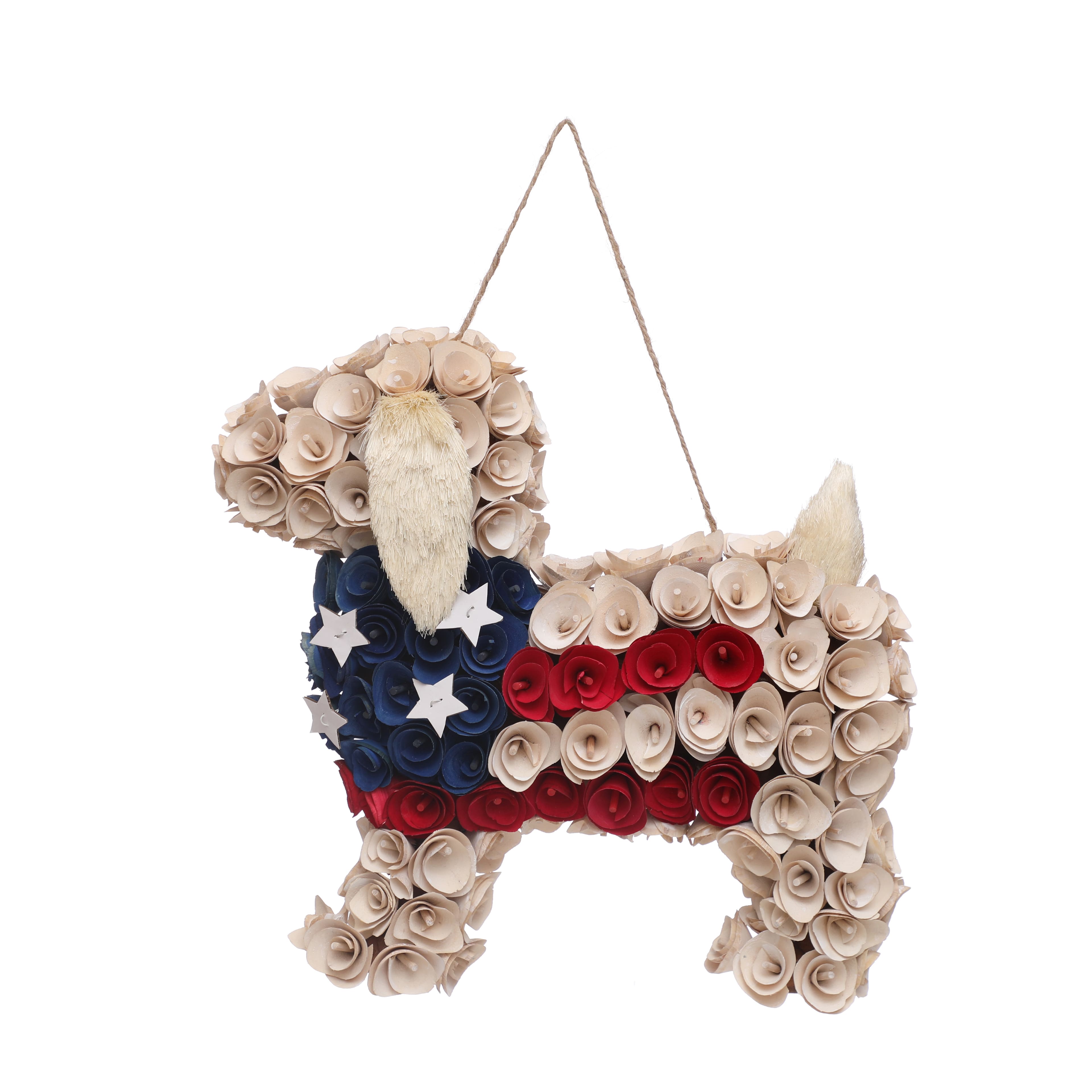 15.5&#x22; Red, White &#x26; Blue Wood Curl Dog Wall D&#xE9;cor by Celebrate It&#x2122;