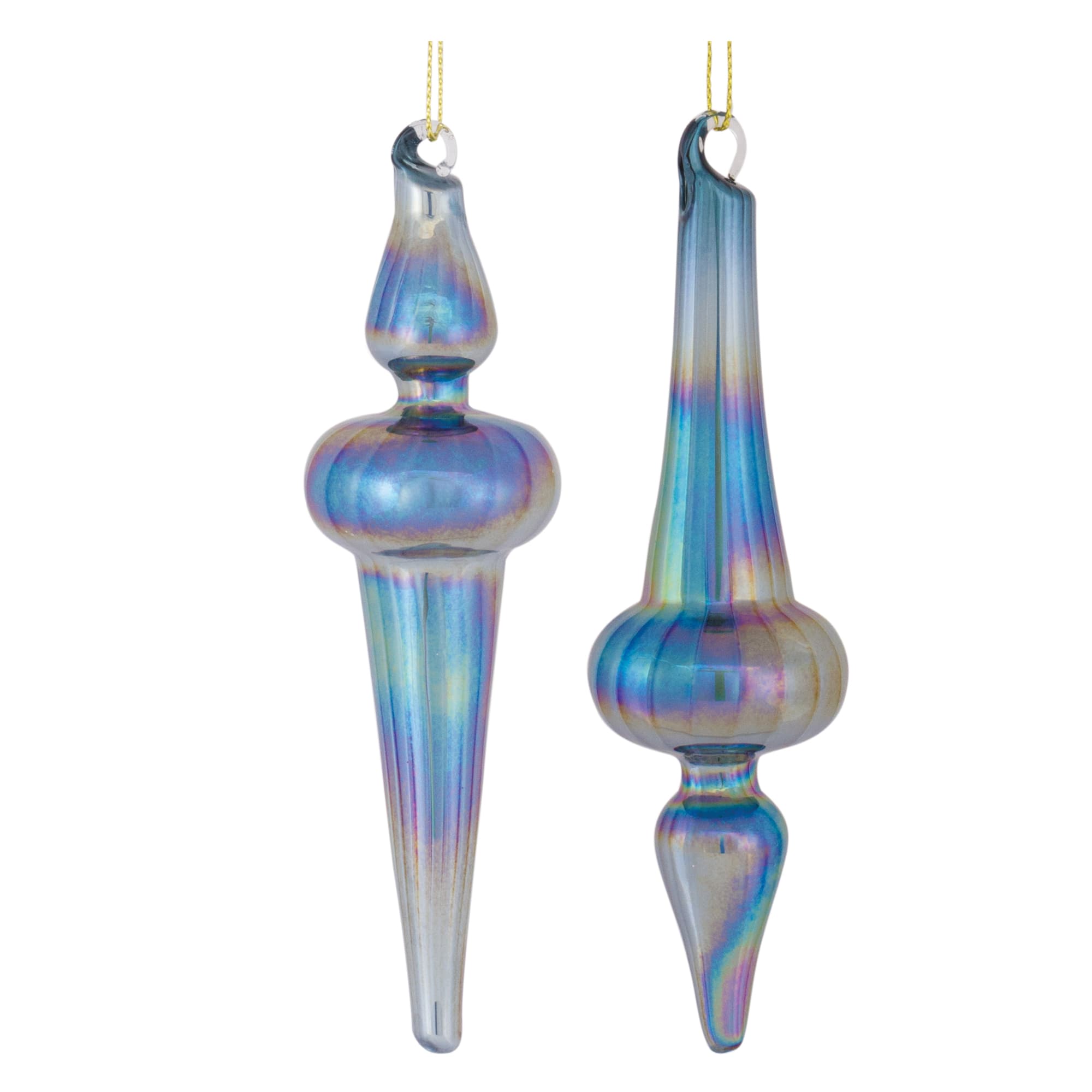 12ct. 6&#x22; Iridescent Glass Finial Drop Ornaments