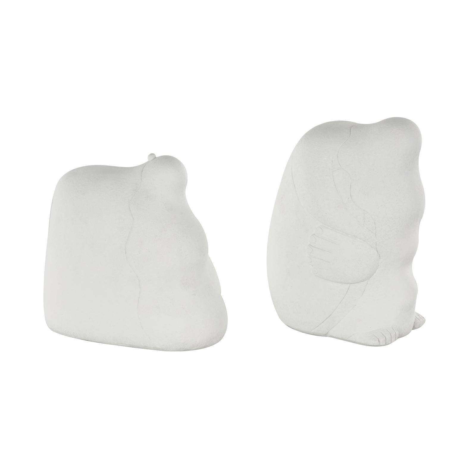 White Abstract Tucked Sitting People Sculpture Set