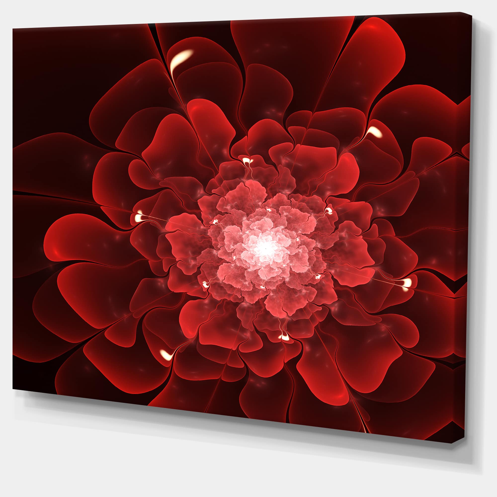 Designart - Fractal Flower Clear Red Digital Art - Floral Canvas Art Print