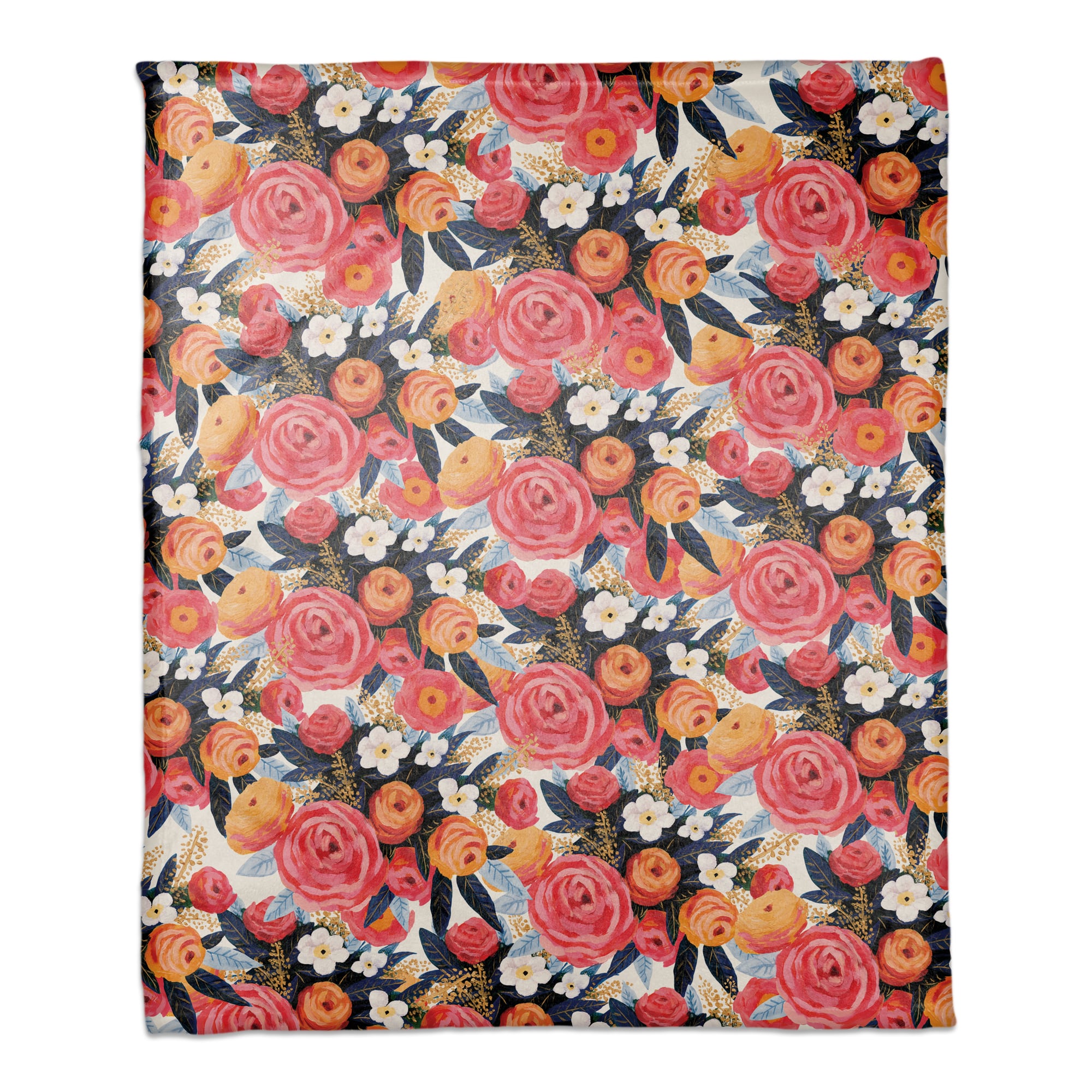 Multicolored Throw Blanket with Sunset Floral Pattern