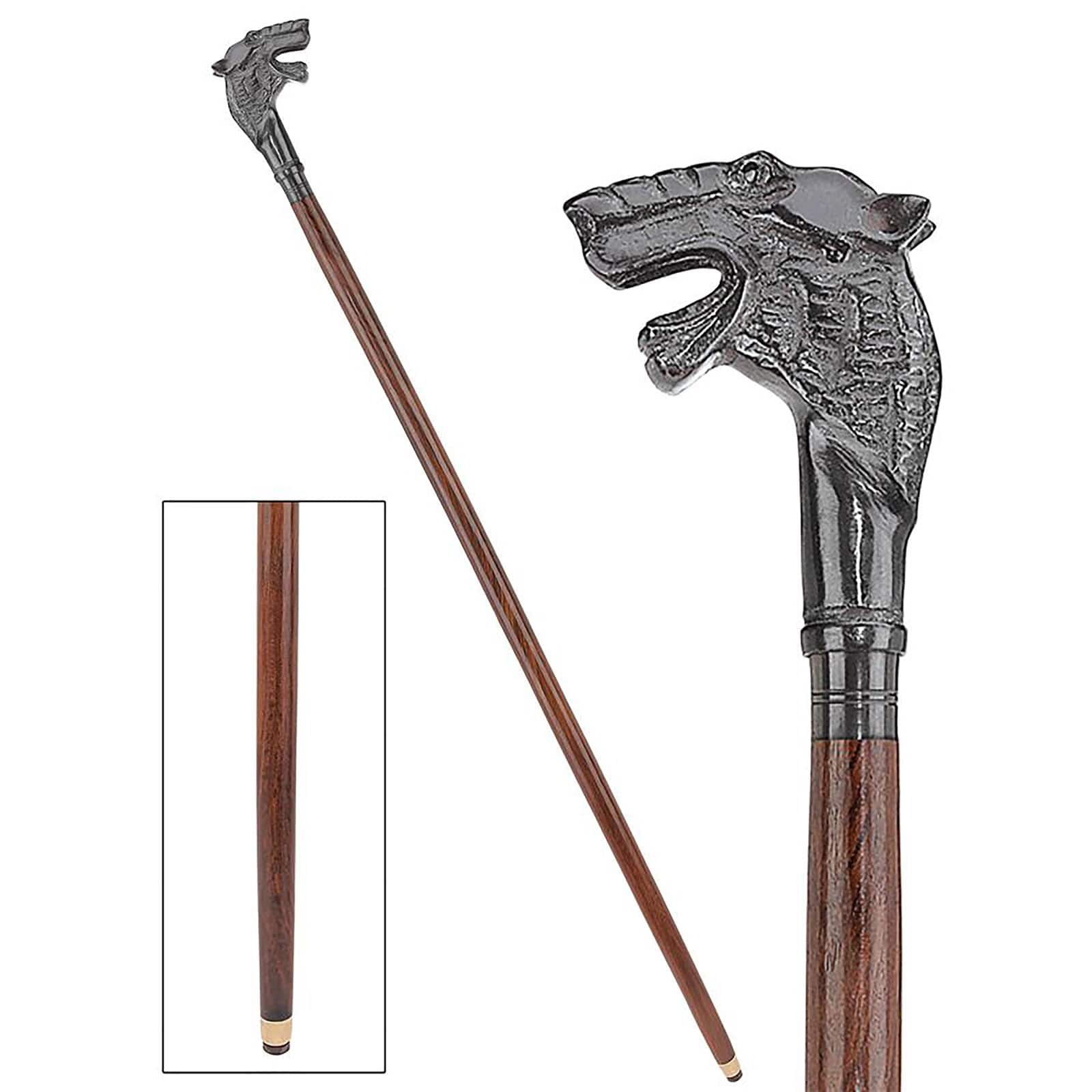 Design Toscano Hound of the Baskervilles Solid Hardwood Walking Stick