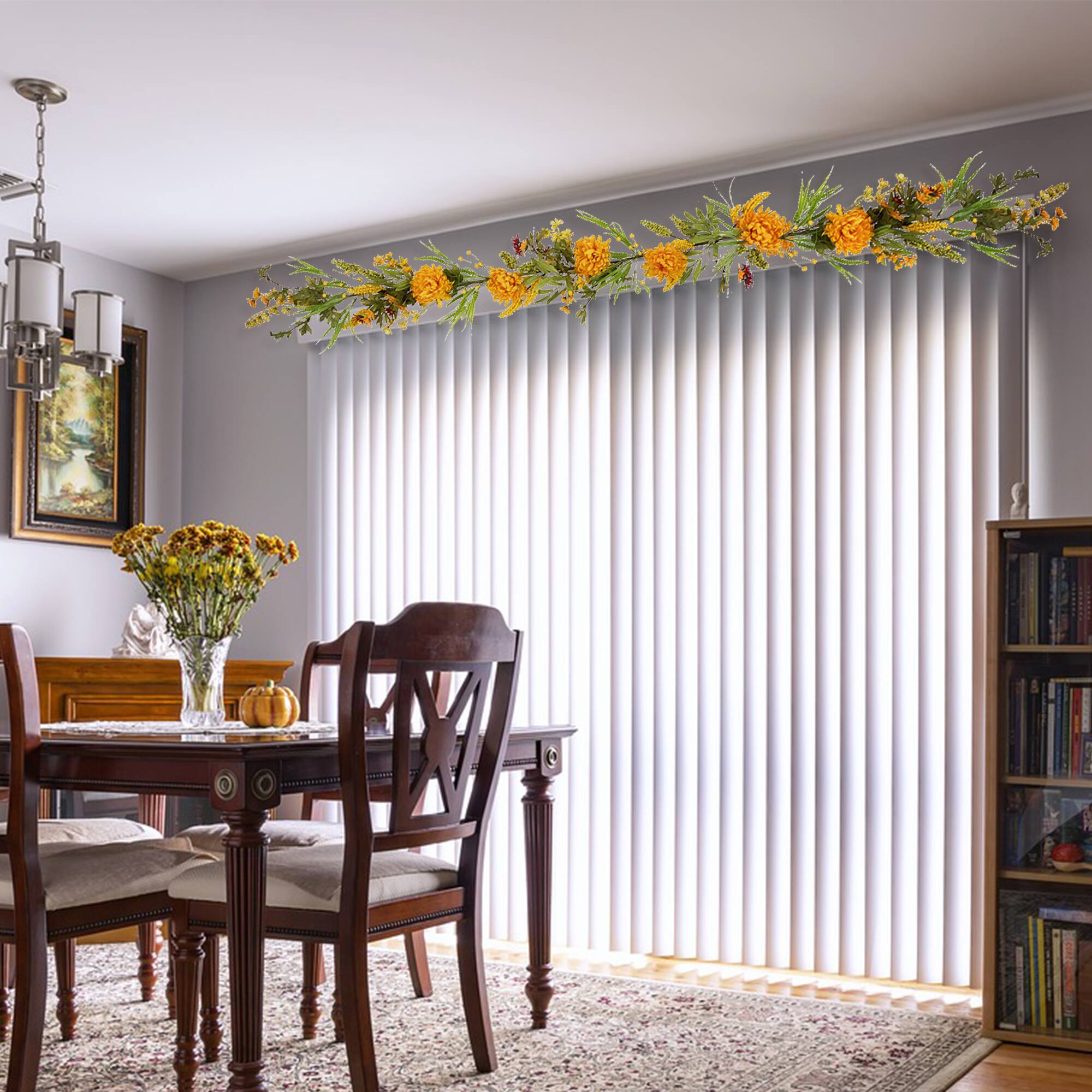 5ft. Orange Peony Artificial Fall Harvest Garland