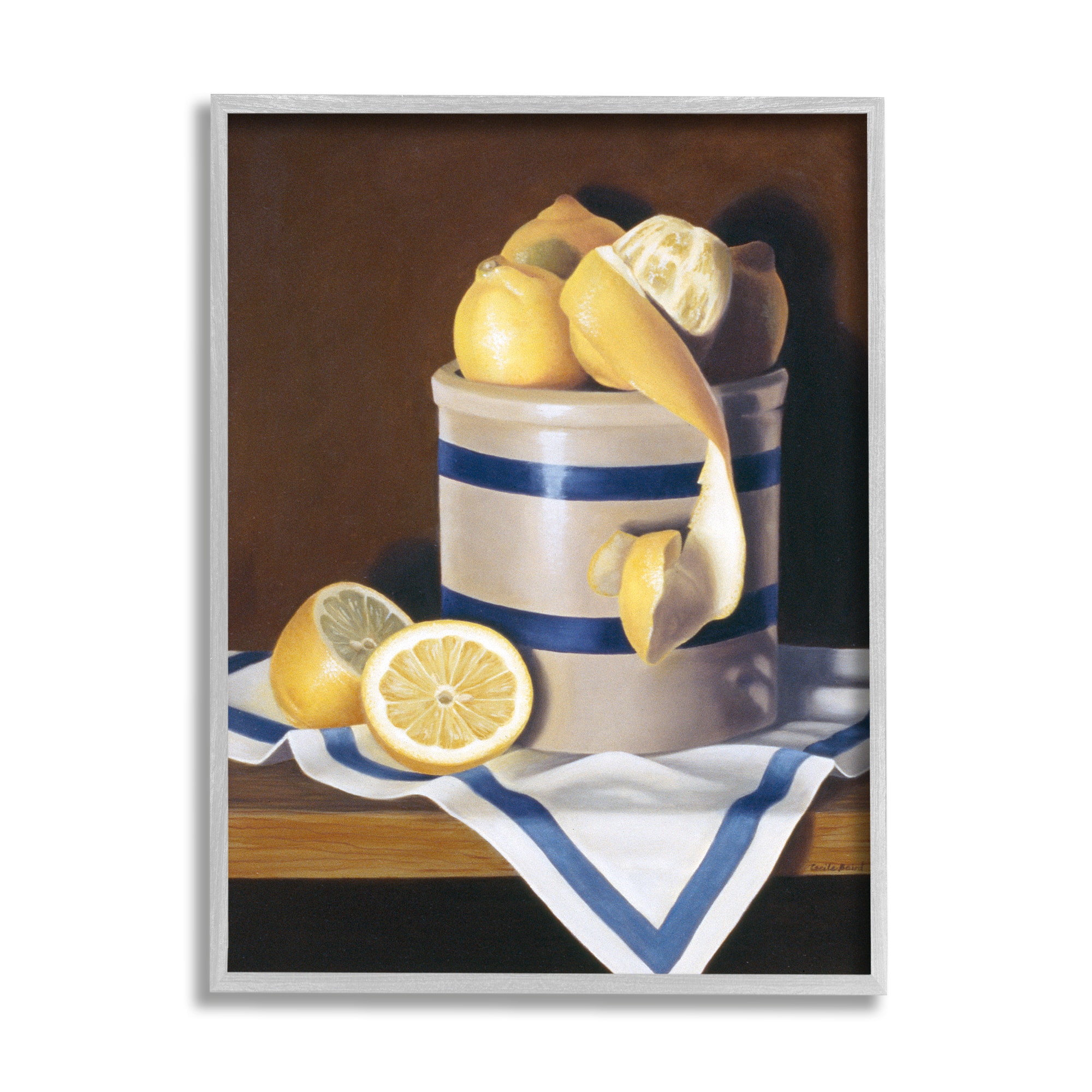 Stupell Industries Still-Life Country Lemon Peel in Jar Wall Art in Gray Frame