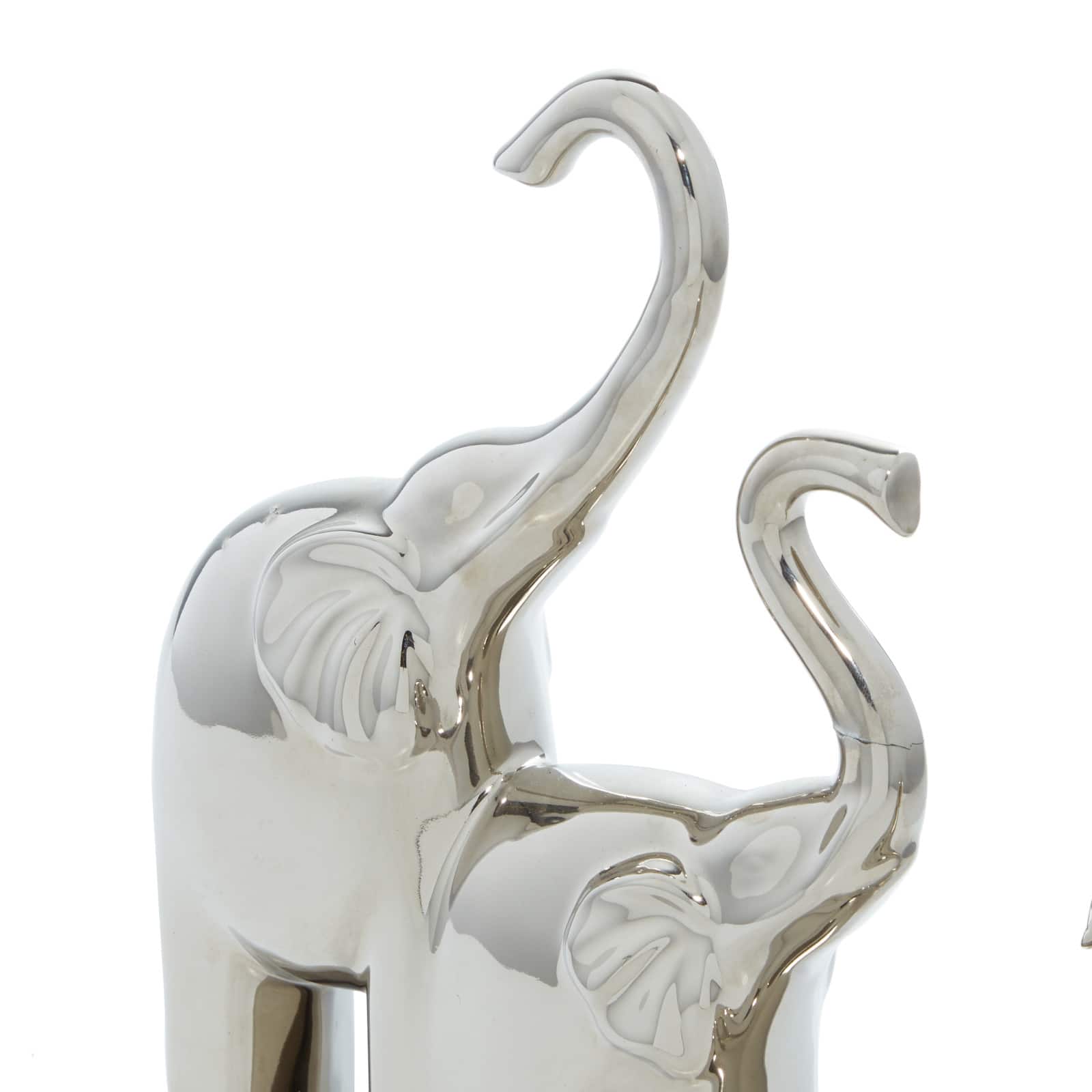 14" Silver Ceramic Contemporary Elephant Sculpture