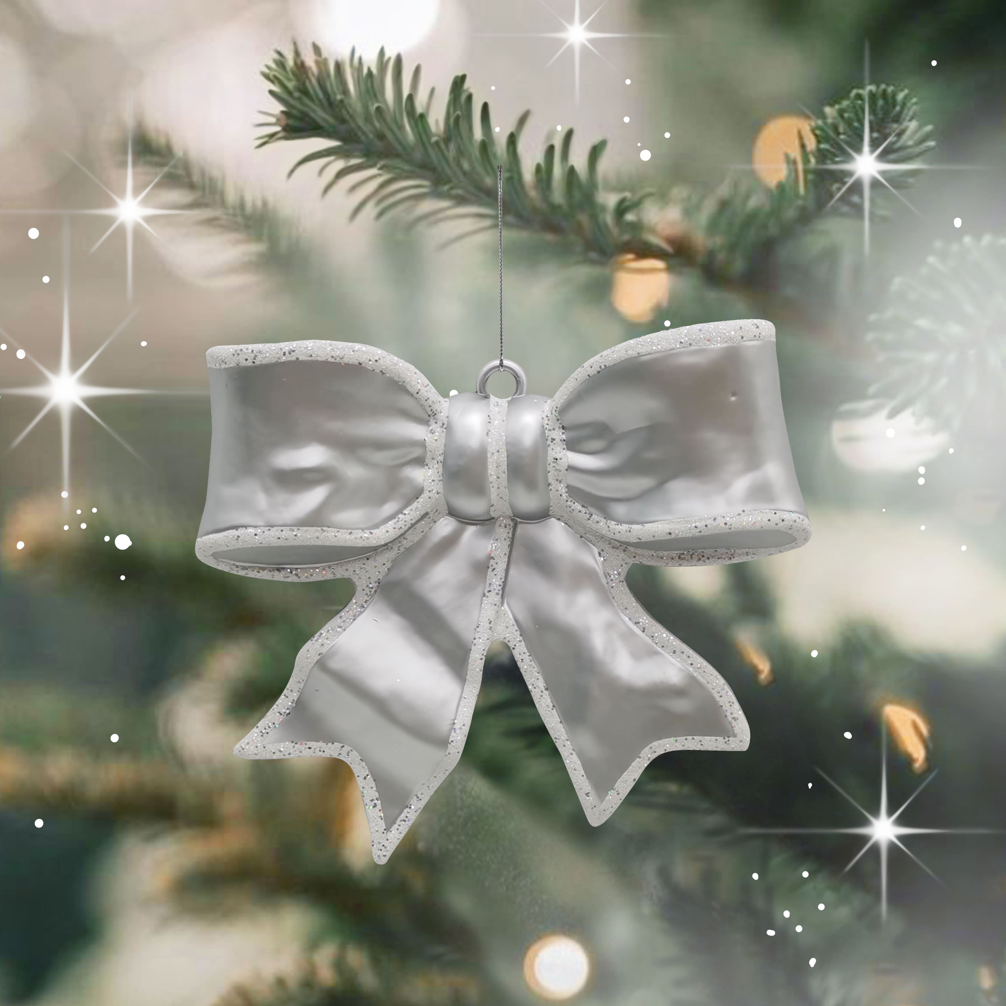9.25" Silver Bow Ornament by Ashland®