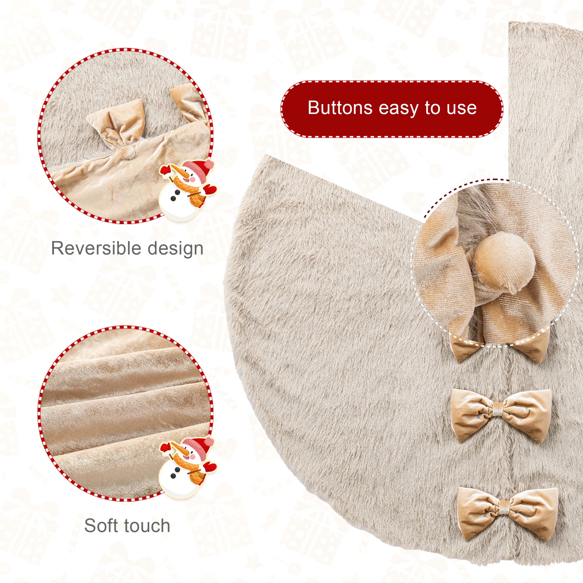 Glitzhome&#xAE; 48&#x22;D Reversible Faux Fox Fur Christmas Tree Skirt