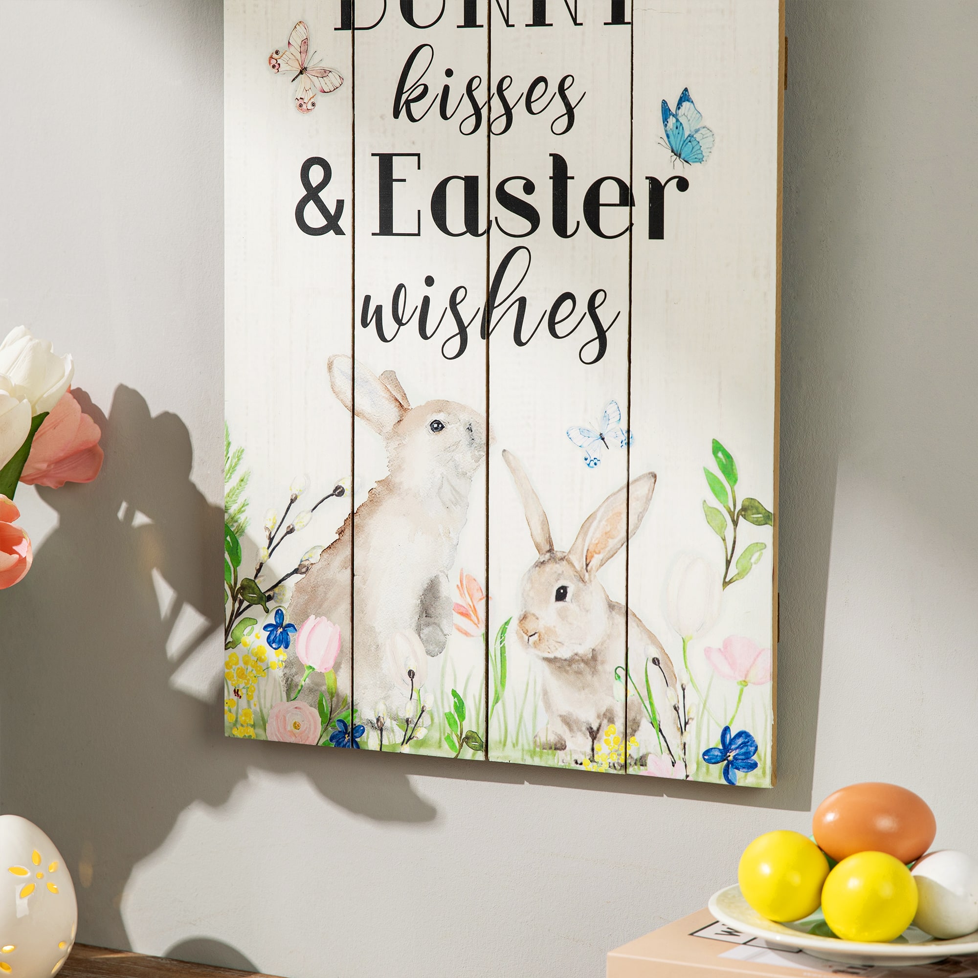 Glitzhome® 18" Easter Wooden Bunny Wall Décor