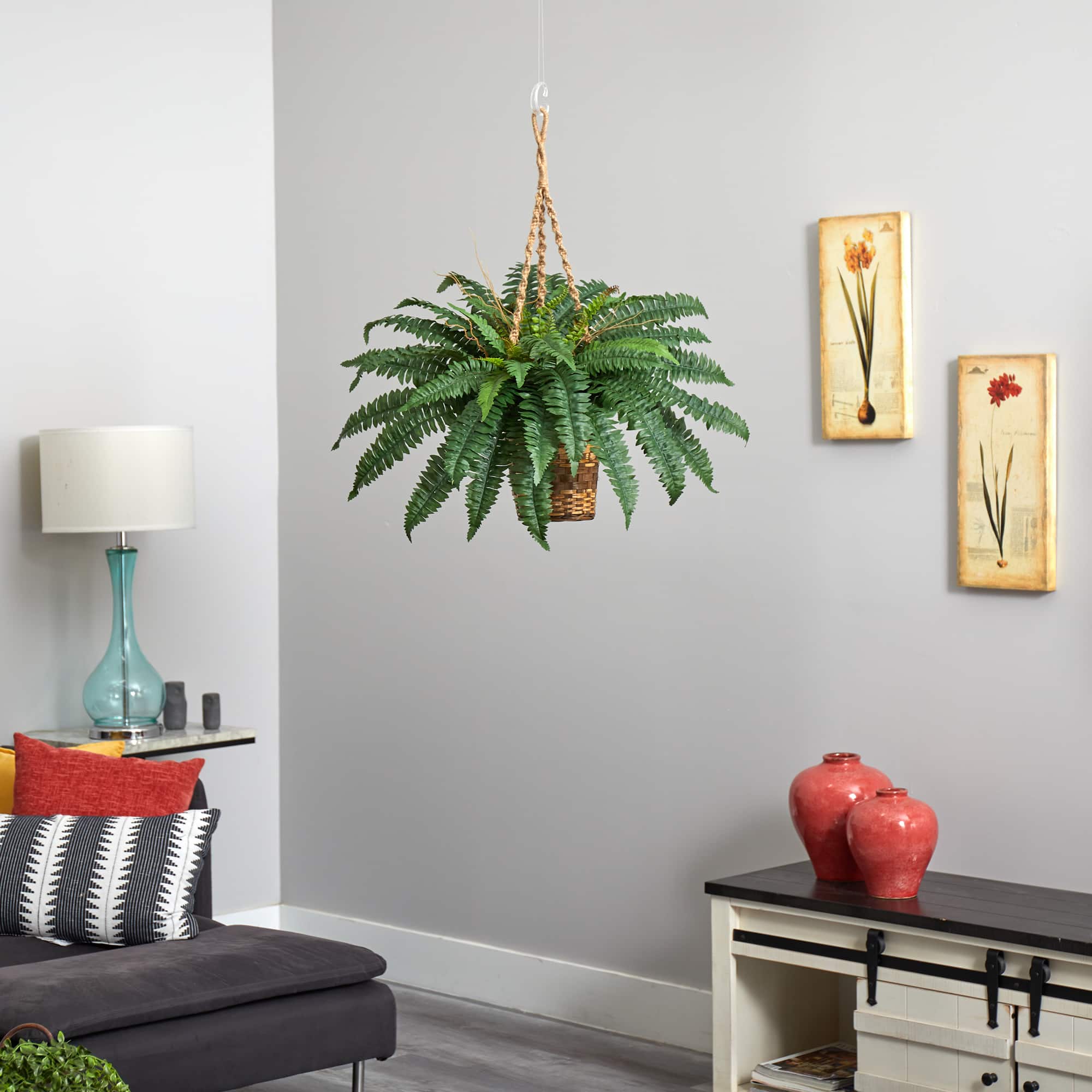 33&#x22; Boston Fern in Hanging Basket