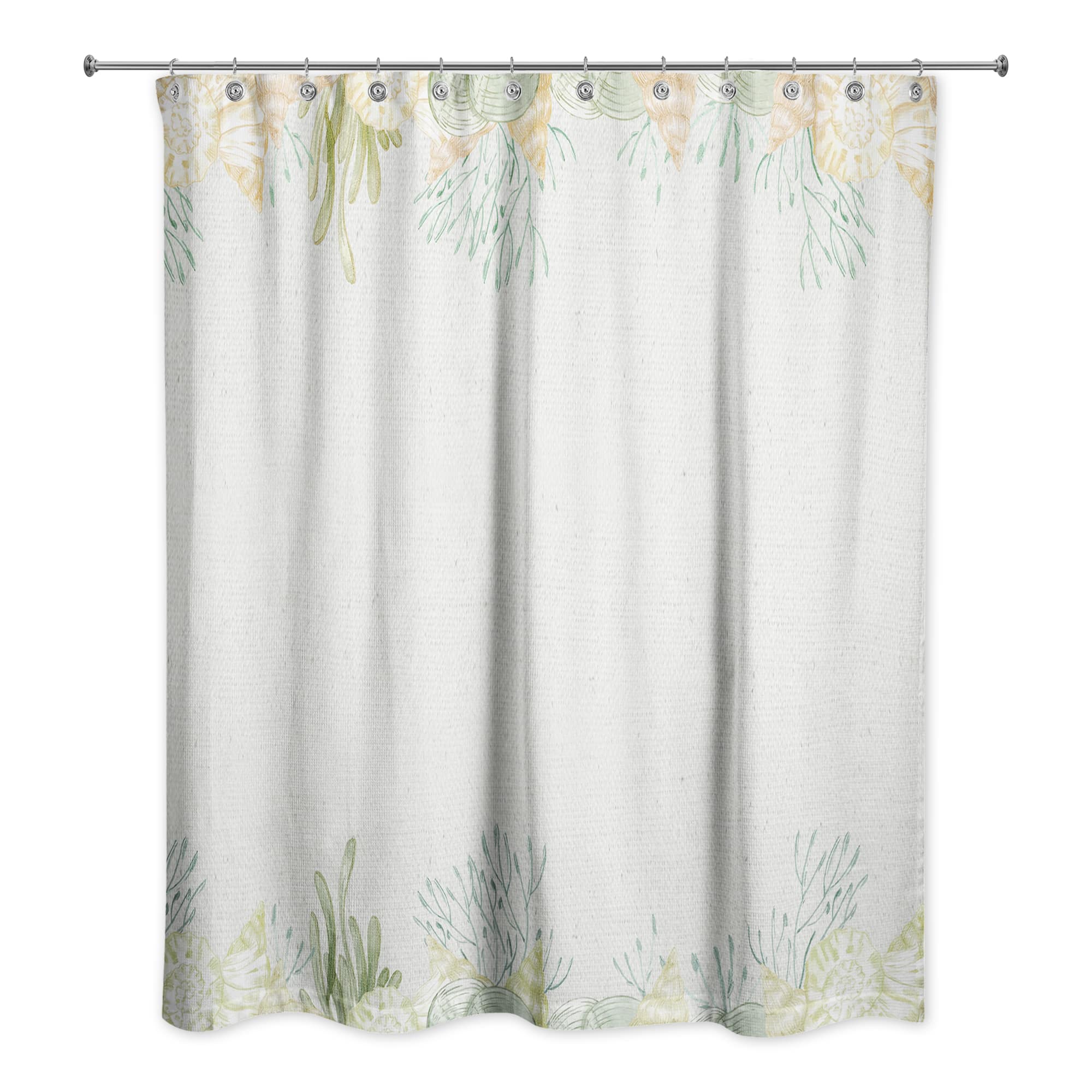 Holiday Sea Plants Patterned Fabric Shower Curtain