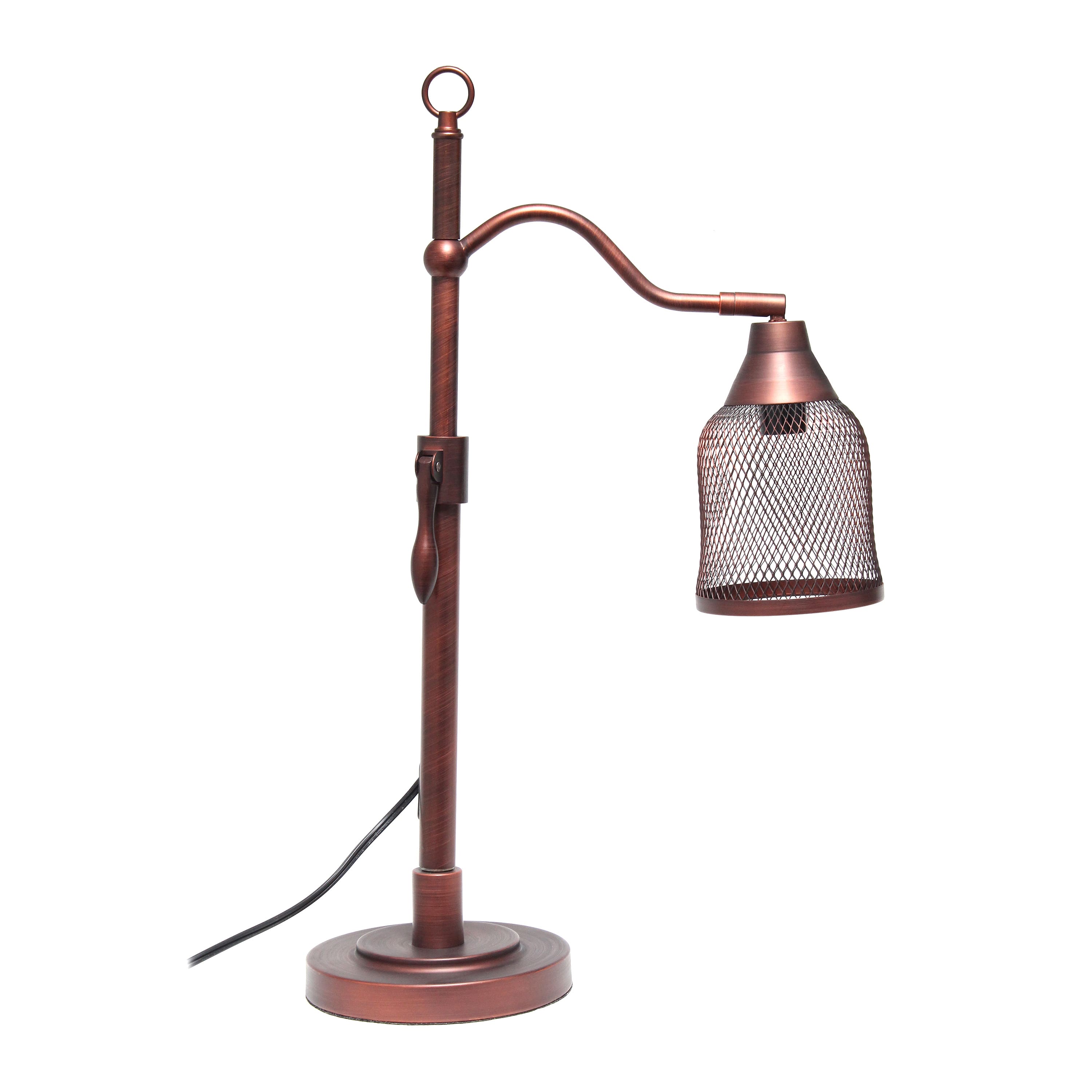 Lalia Home 25&#x22; Red Bronze Vintage Arched Table Lamp with Iron Mesh Shade