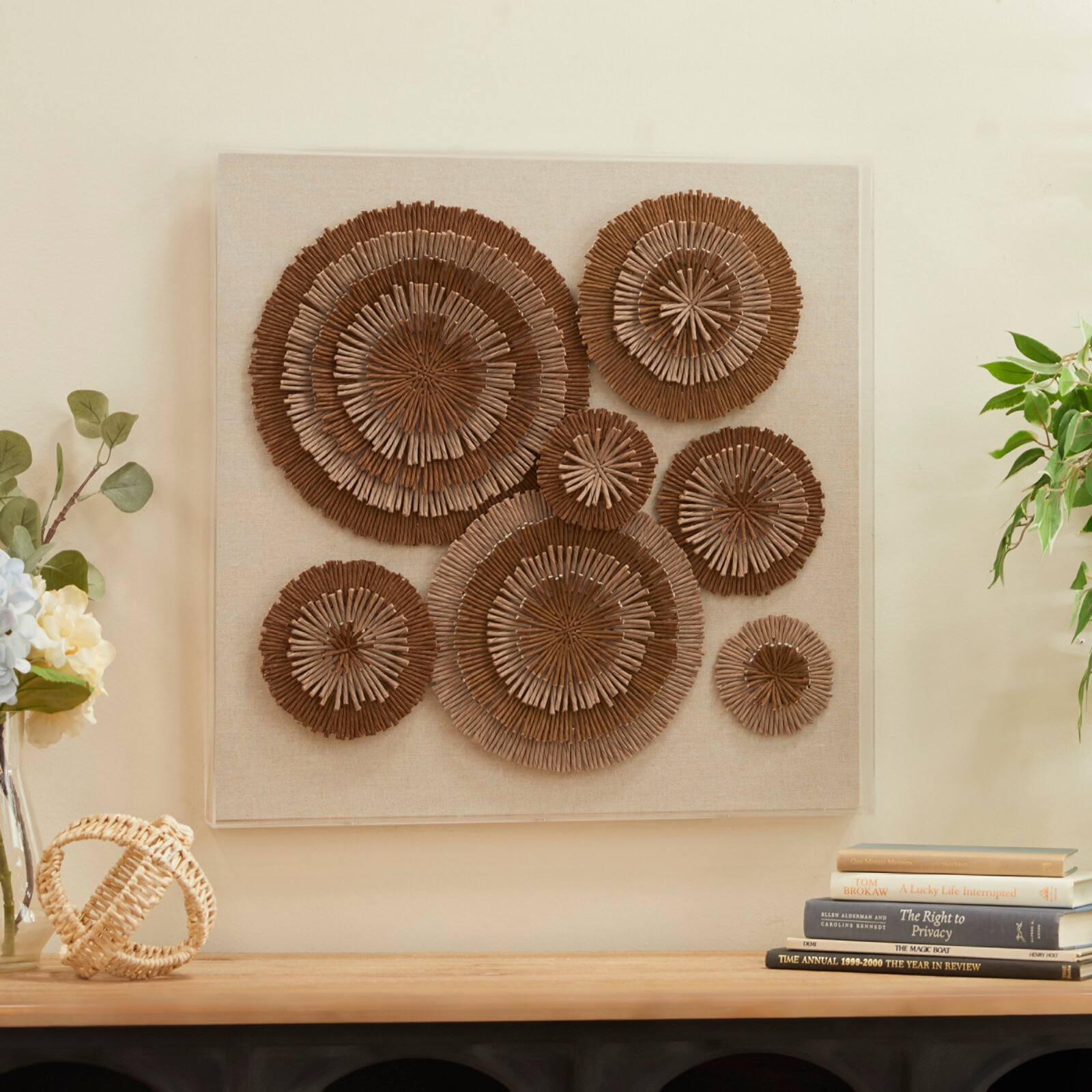 Brown Canvas Contemporary Wall Decor, 24" x 24" x 3" Accent Pieces