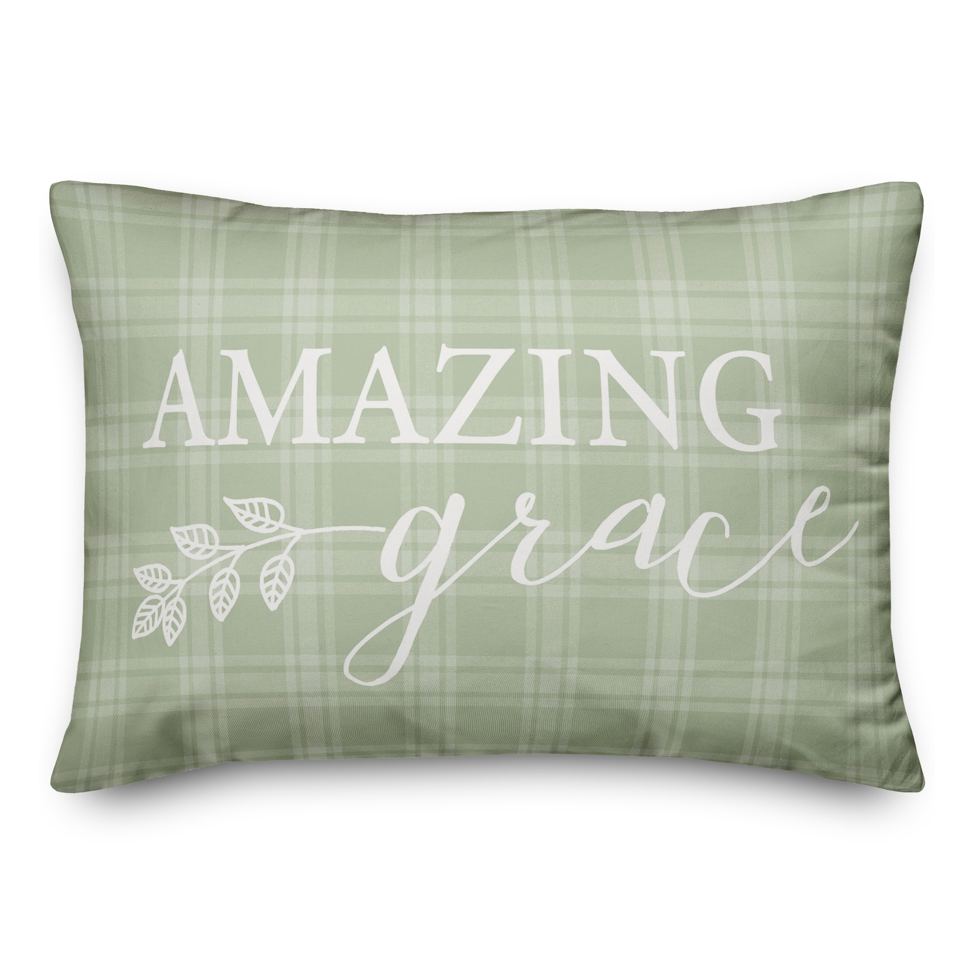 Amazing Grace Green Pillow 14" x 20" Throw Pillow