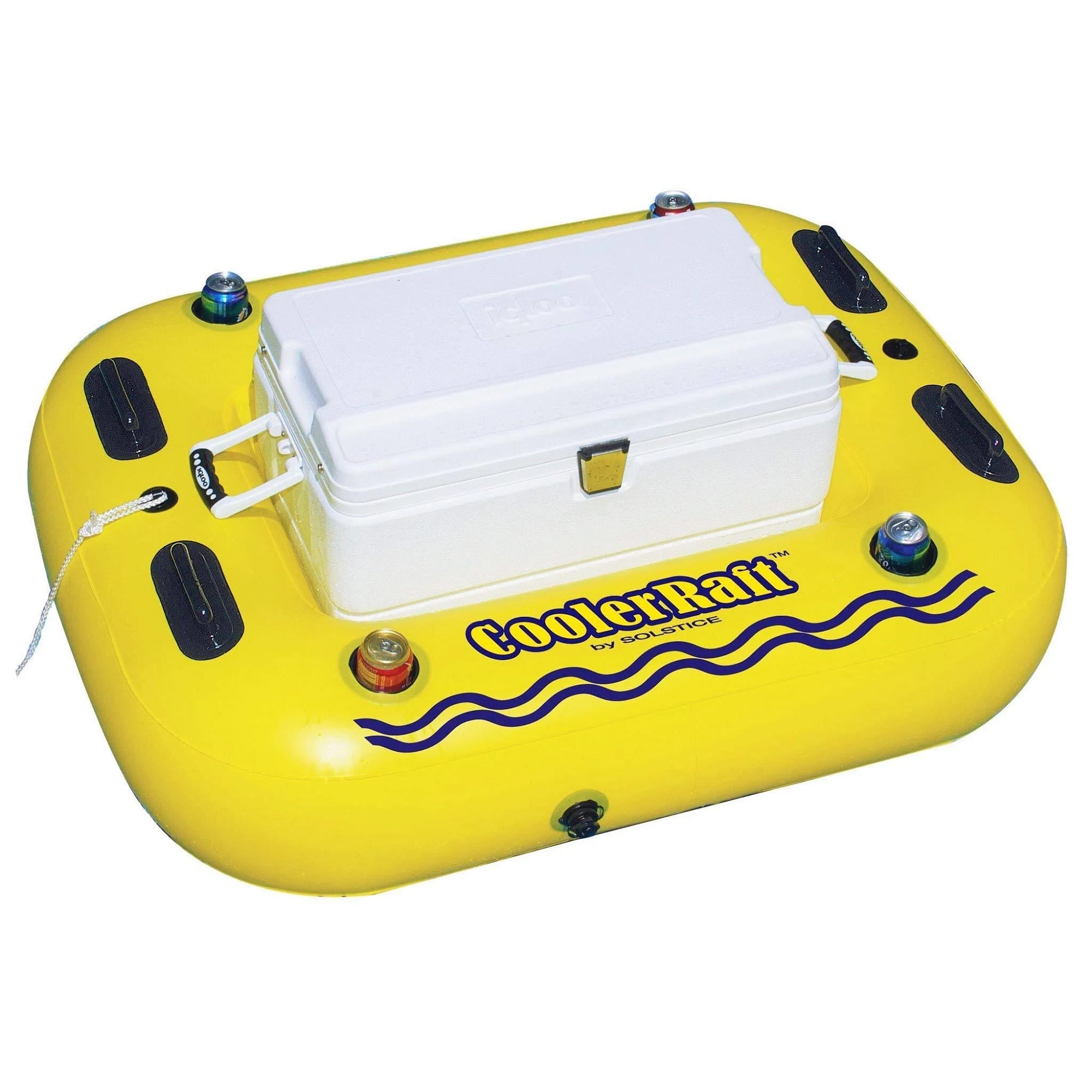 55&#x22; Inflatable Yellow &#x26; Black Swimming Pool Cooler Raft Float